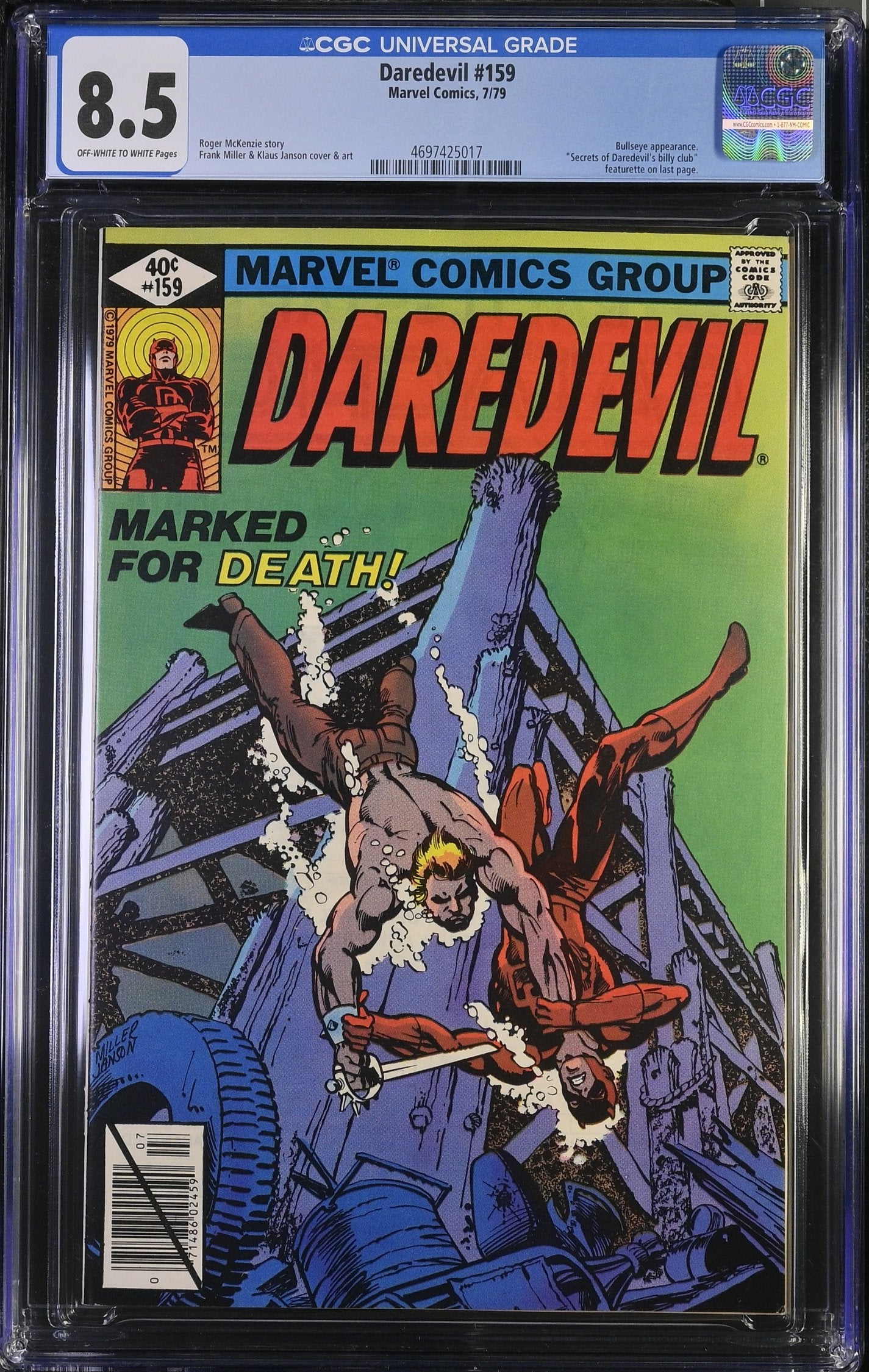 DAREDEVIL #159 CGC 8.5 VF+ 2ND FRANK MILLER ISSUE