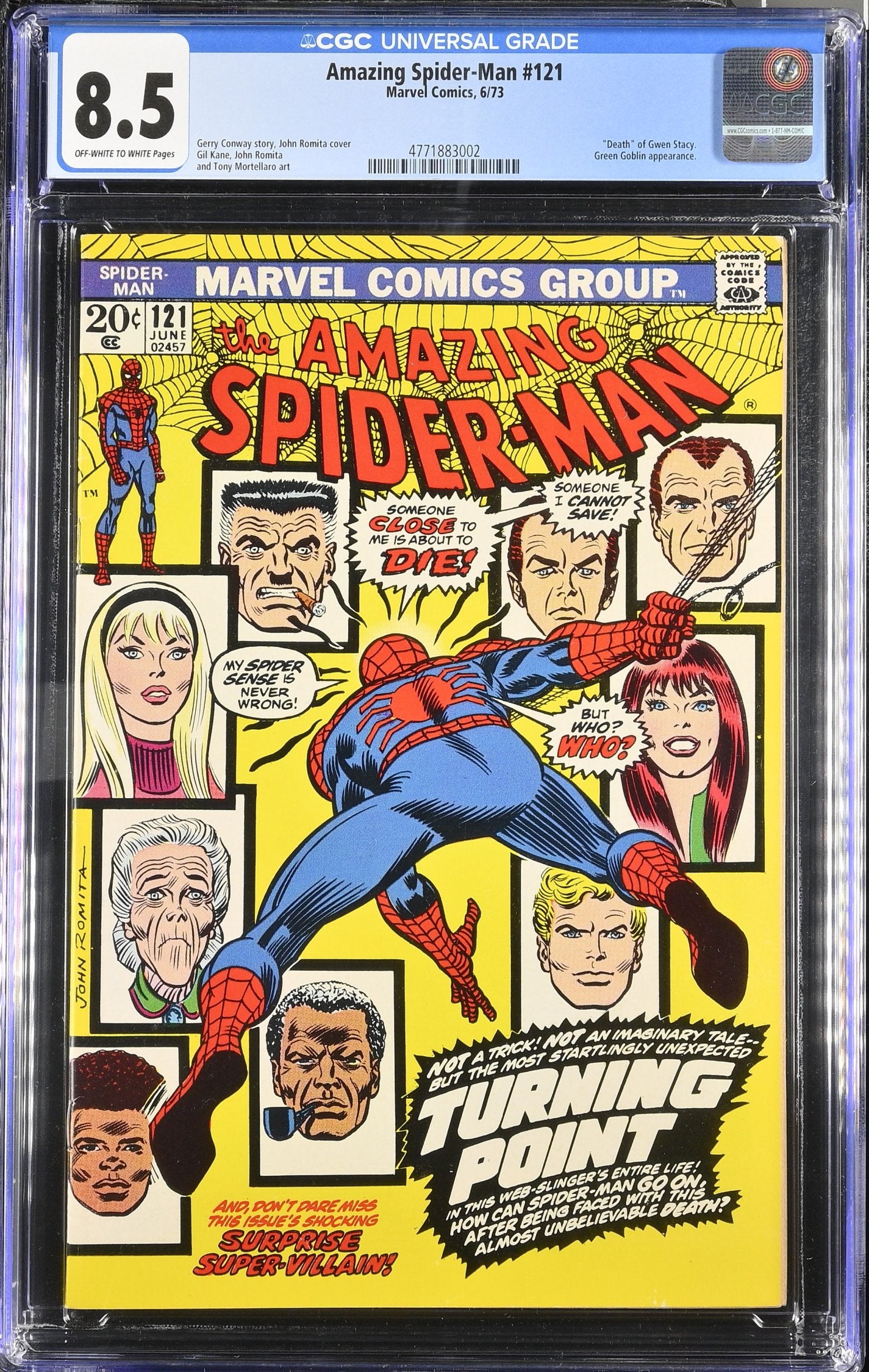 AMAZING SPIDER-MAN #121 1973 CGC 8.5 VF+ DEATH OF GWEN STACY