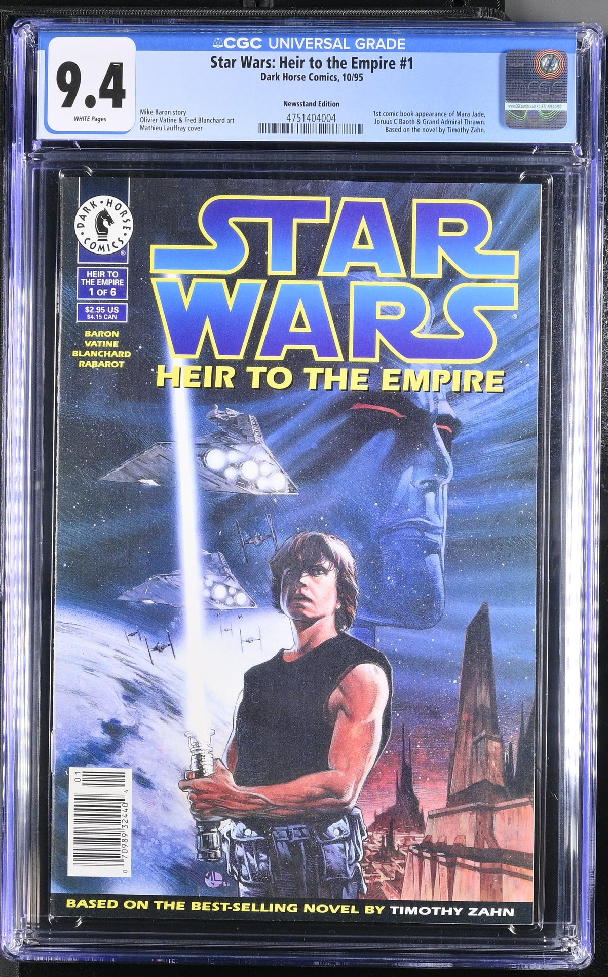 STAR WARS HEIR TO THE EMPIRE #1 CGC 9.4 NM NEWSSTAND EDITION