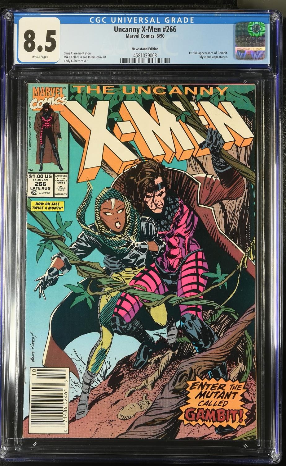 UNCANNY X-MEN #266 CGC 8.5 VF+ NEWSSTAND EDITION 1ST FULL GAMBIT