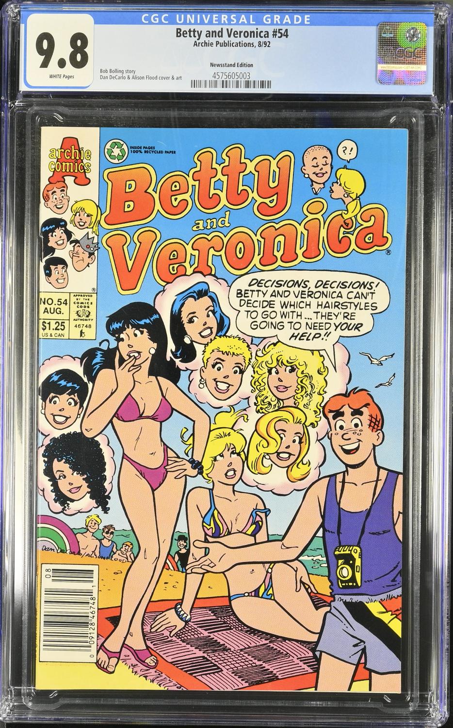 BETTY AND VERONICA #54 CGC 9.8 NM/M NEWSSTAND BIKINI COVER HIGHEST GRADED