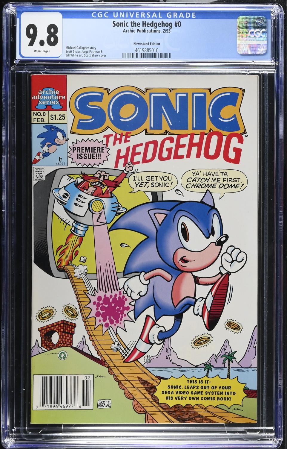 SONIC THE HEDGEHOG #0 1993 NEWSSTAND CGC 9.8 NM/M