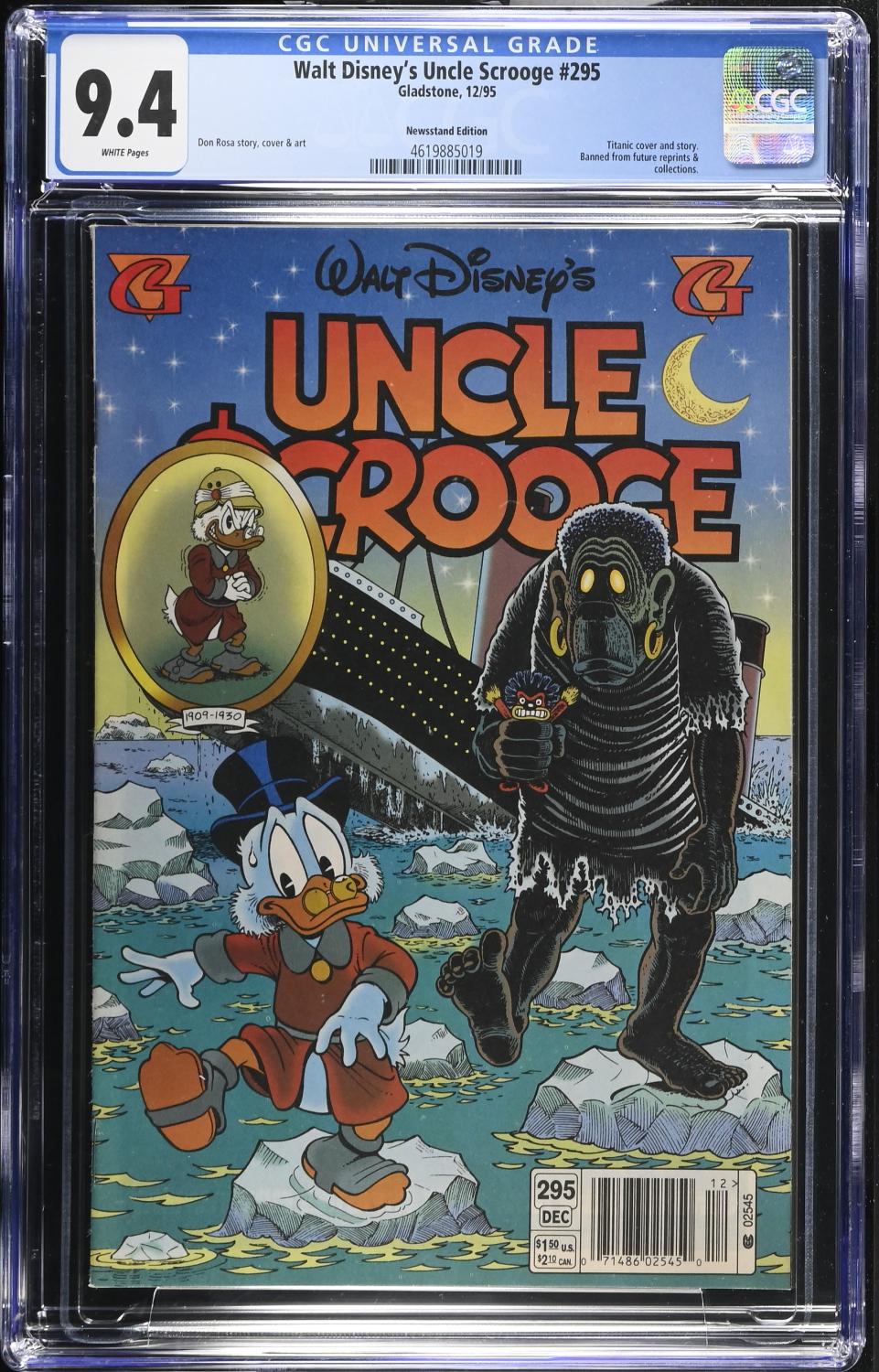 WALT DISNEY'S UNCLE SCROOGE #295 CGC 9.4 NM NEWSSTAND EDITION ZOMBIE COVER
