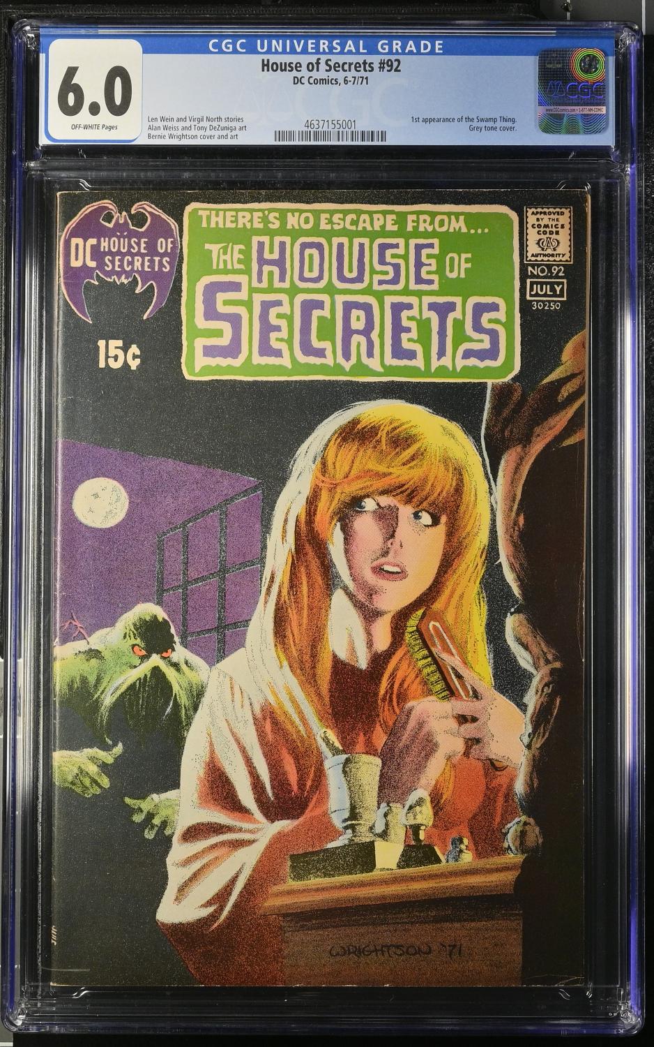 HOUSE OF SECRETS #92 CGC 6.0 FN 1ST APPEARANCE SWAMP THING