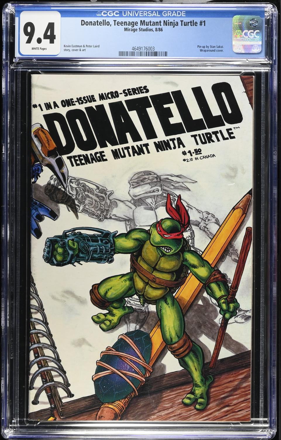 DONATELLO TEENAGE MUTANT NINJA TURTLE #1 CGC 9.4 NM