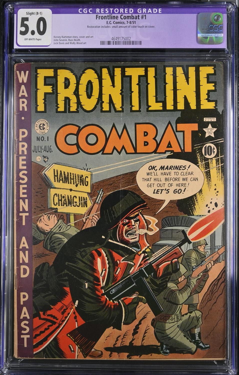 FRONTLINE COMBAT #1 1951 CGC 5.0 VG/F REST EC COMICS
