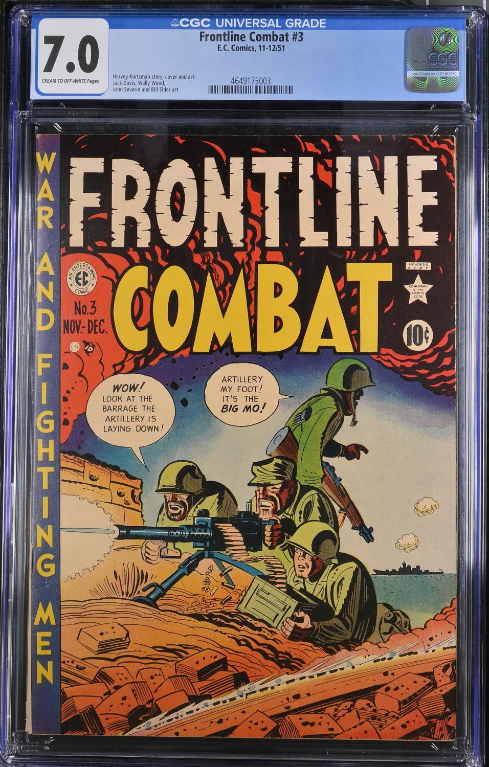 FRONTLINE COMBAT #3 CGC 7.0 FN/VF EC COMICS 1951