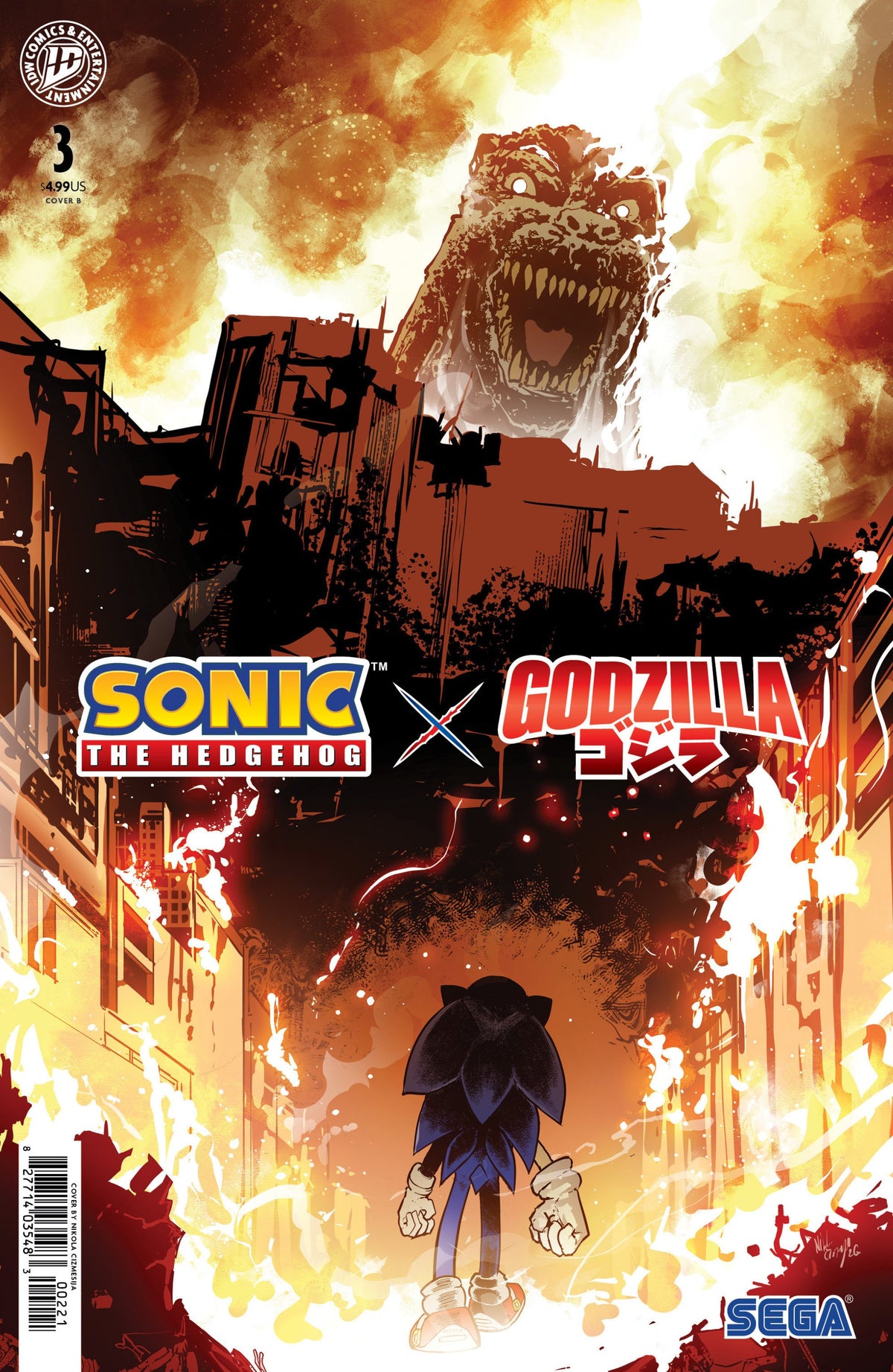 SONIC THE HEDGEHOG X GODZILLA #3 VAR B CIZMESIJA CVR B