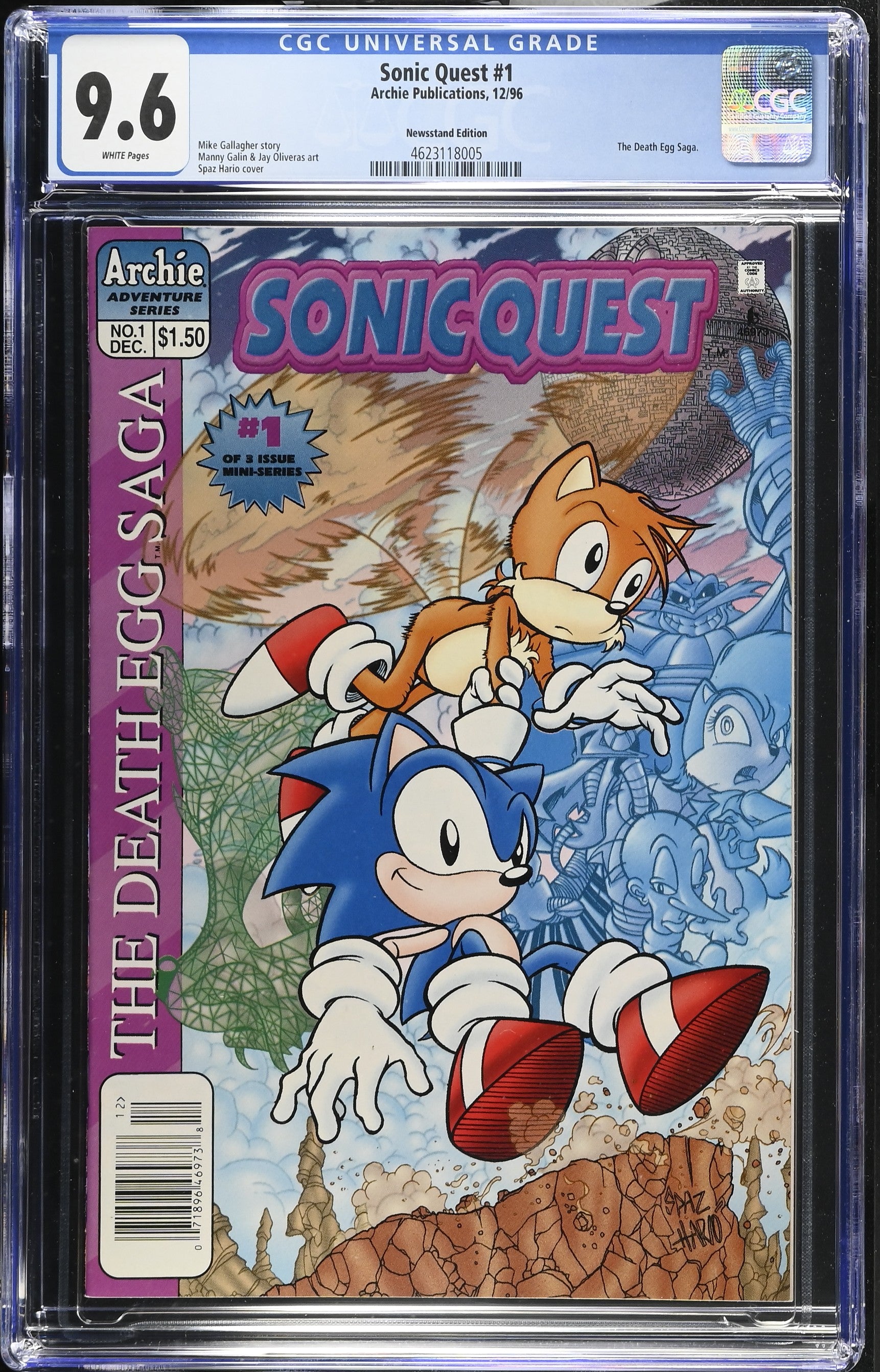 SONIC QUEST #1 CGC 9.6 NM+ NEWSSTAND EDITION