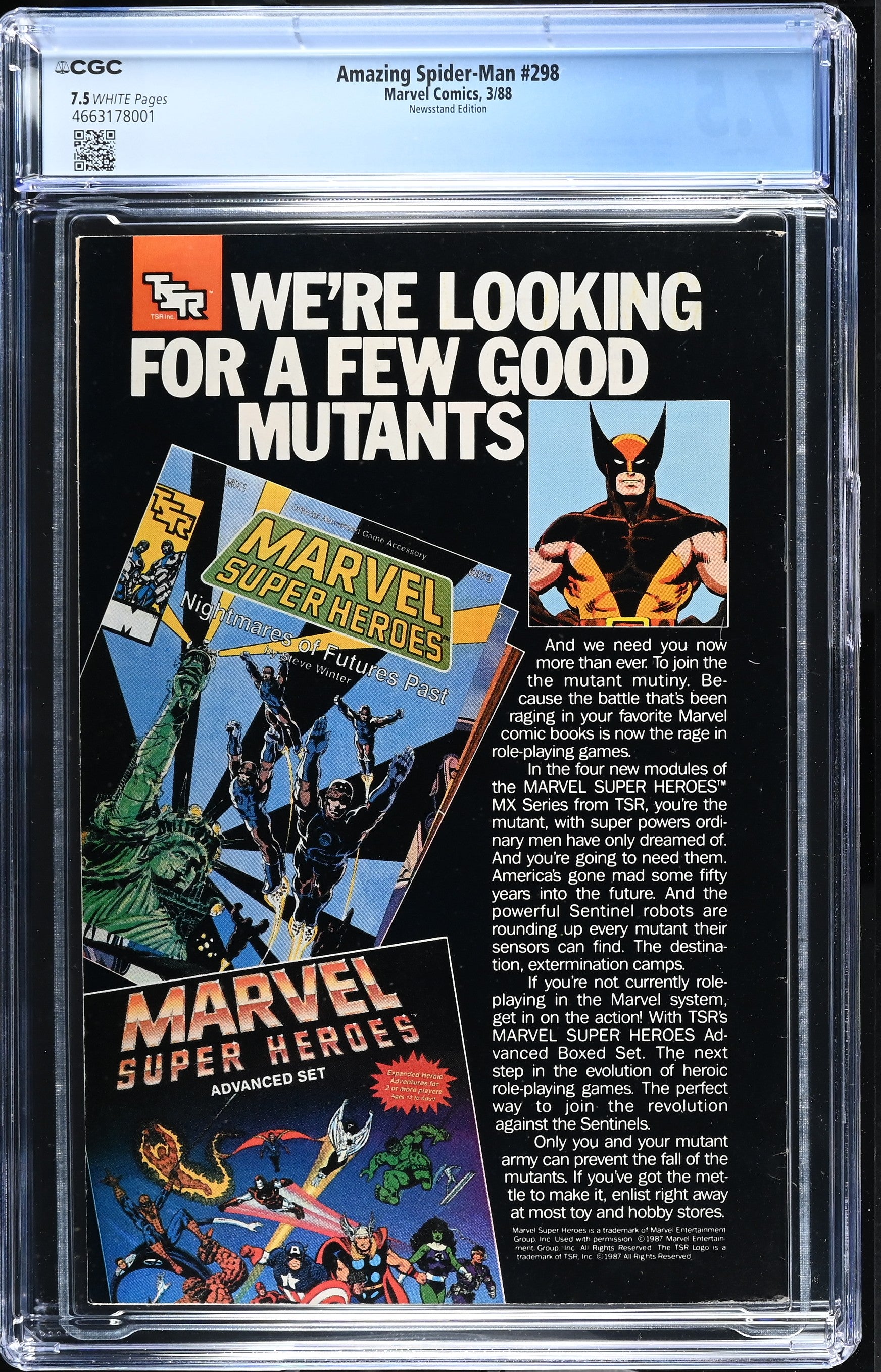 AMAZING SPIDER-MAN #298 CGC 7.5 VF- NEWSSTAND EDITION McFARLANE ART