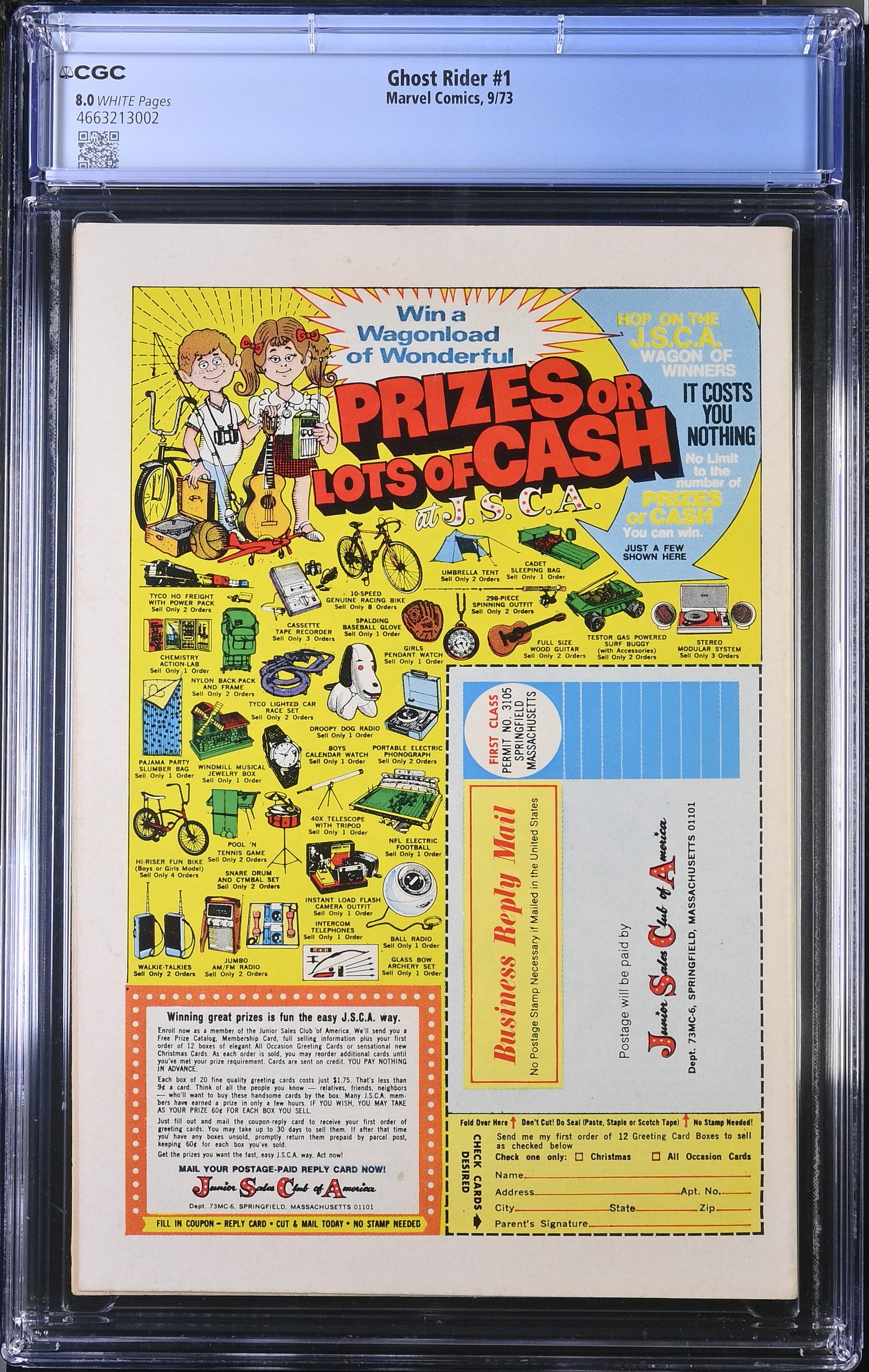 GHOST RIDER #1 1973 CGC 8.0 VF WHITE PAGES