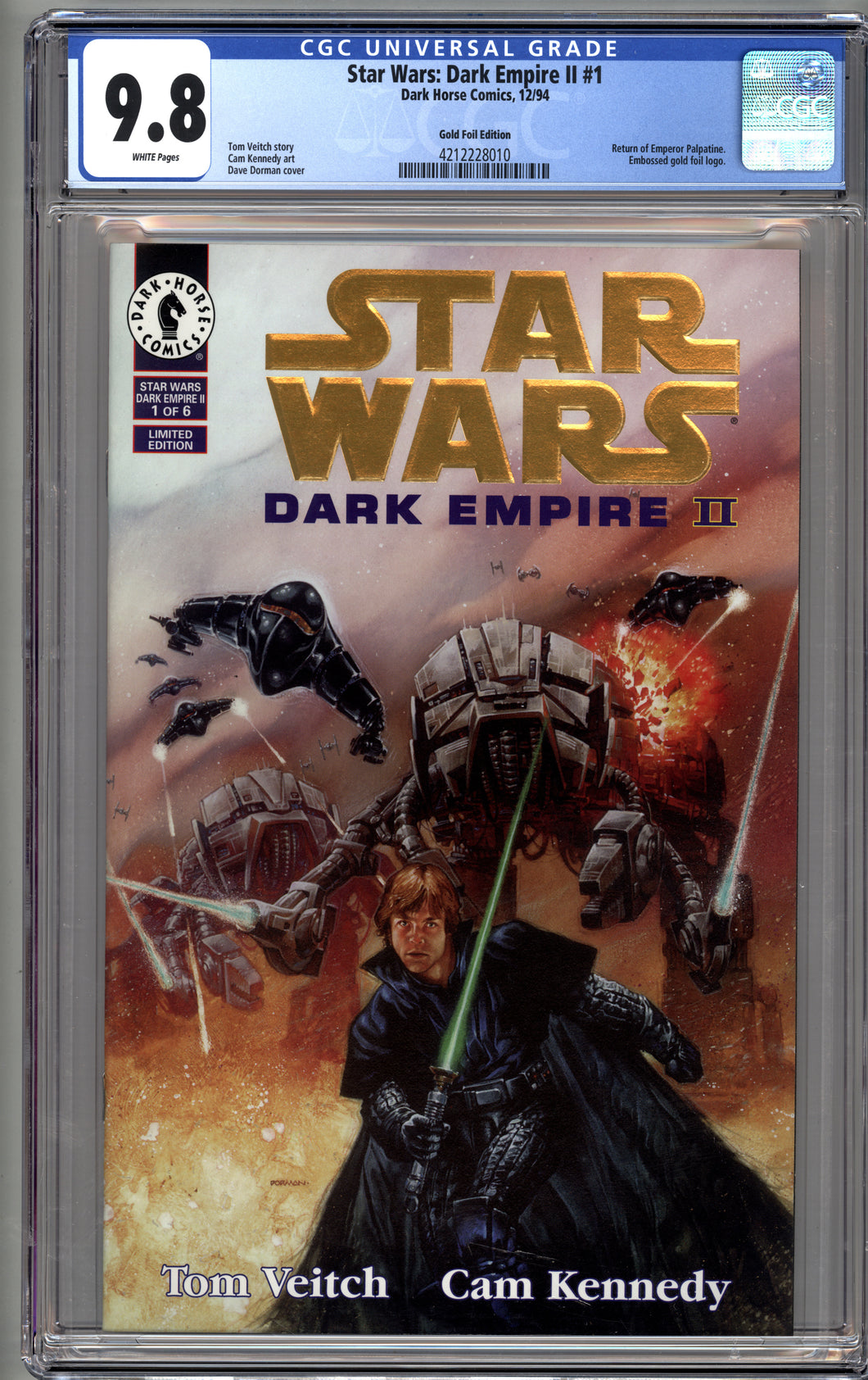 STAR WARS DARK EMPIRE II #1 (1994 Dark Horse) CGC 9.8 NM/M GOLD FOIL EDITION