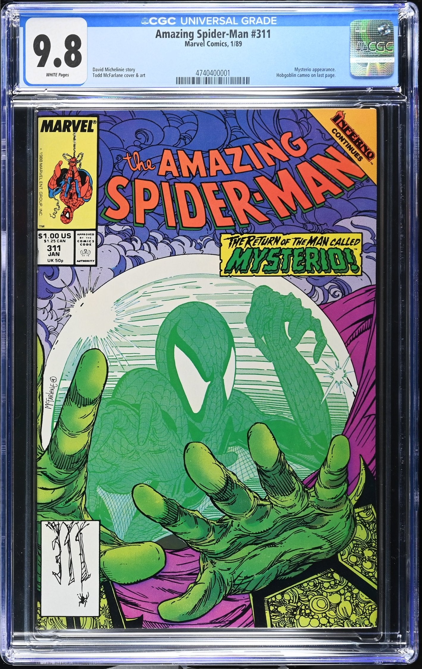 AMAZING SPIDER-MAN #311 CGC 9.8 NM/M TODD McFARLANE