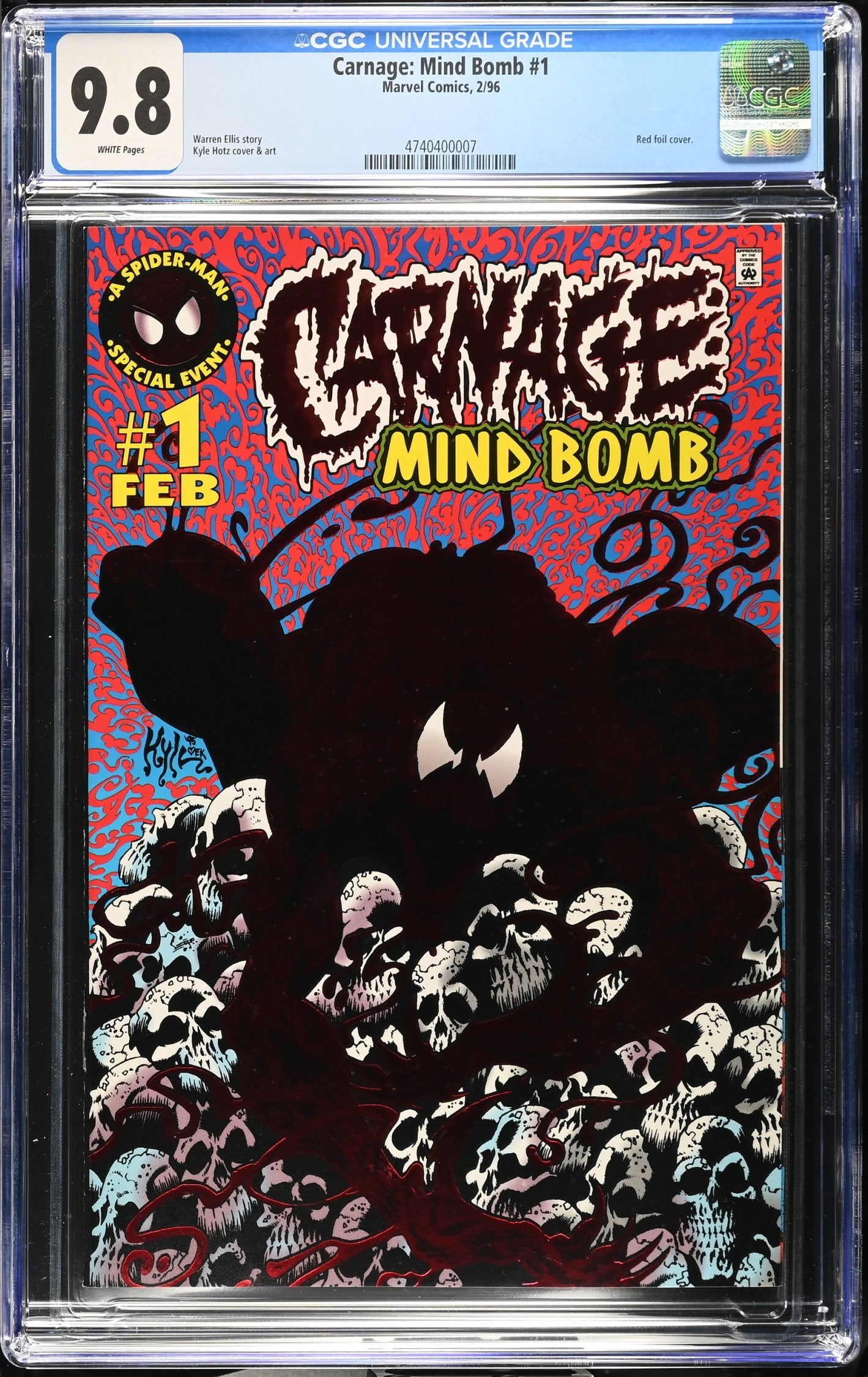 CARNAGE MIND BOMB #1 1996 CGC 9.8 NM/M WHITE PAGES