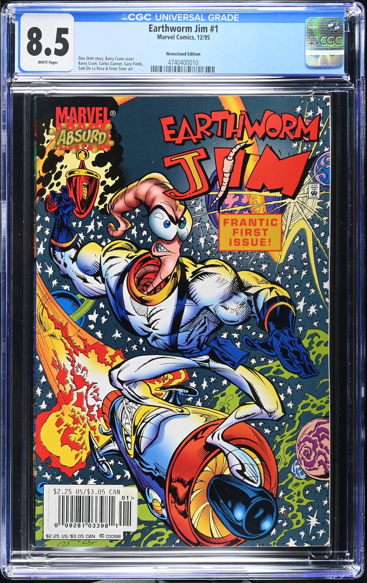 EARTHWORM JIM #1 CGC 8.5 VF+ NEWSSTAND EDITION