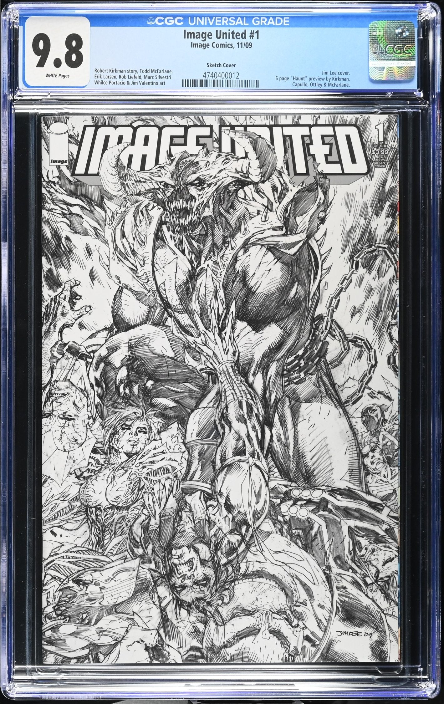 IMAGE UNITED #1 1:100 JIM LEE SKETCH COVER CGC 9.8 NM/M