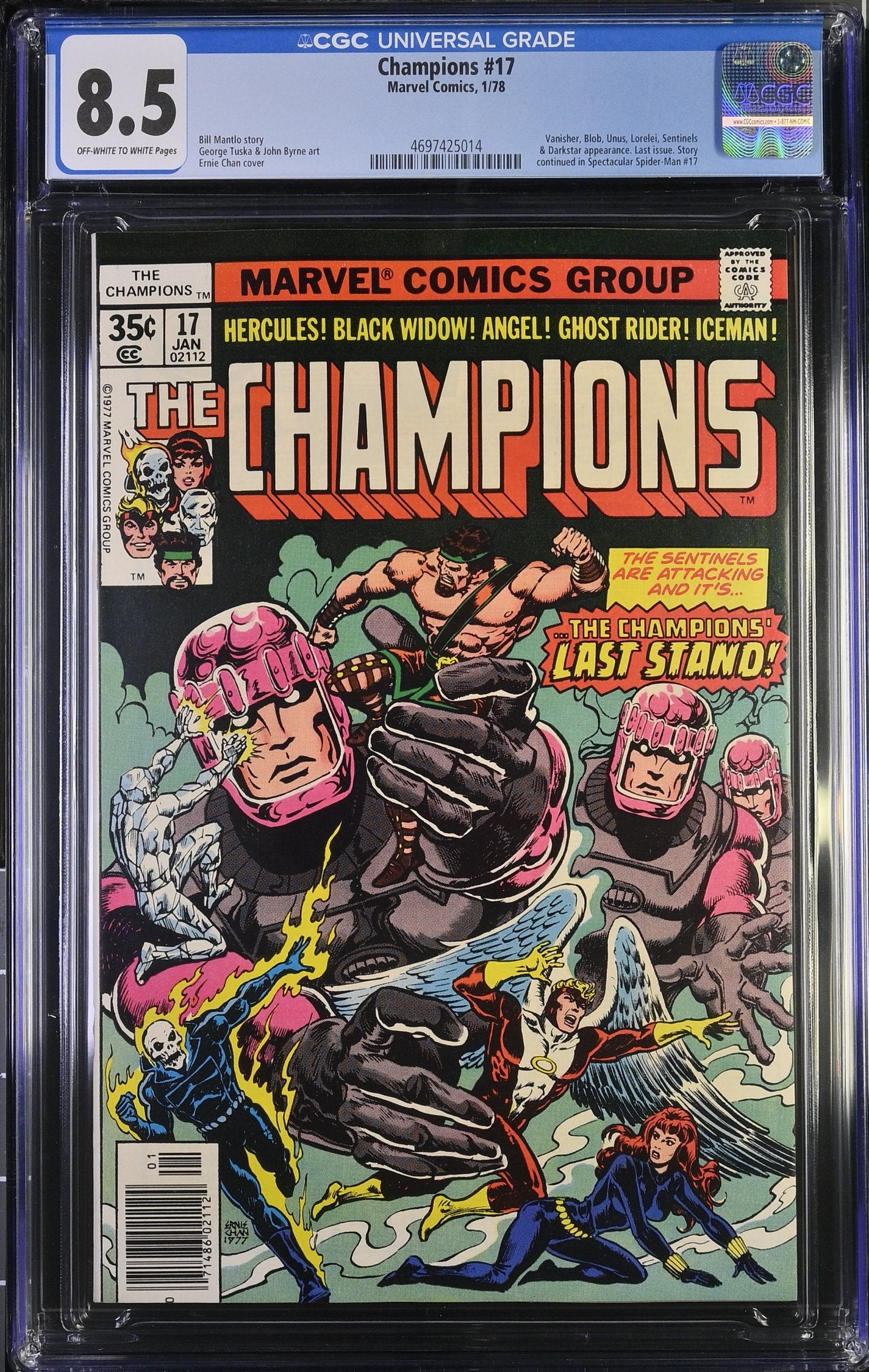 CHAMPIONS #17 1978 CGC 8.5 VF+ LAST ISSUE, JOHN BYRNE ARTWORK