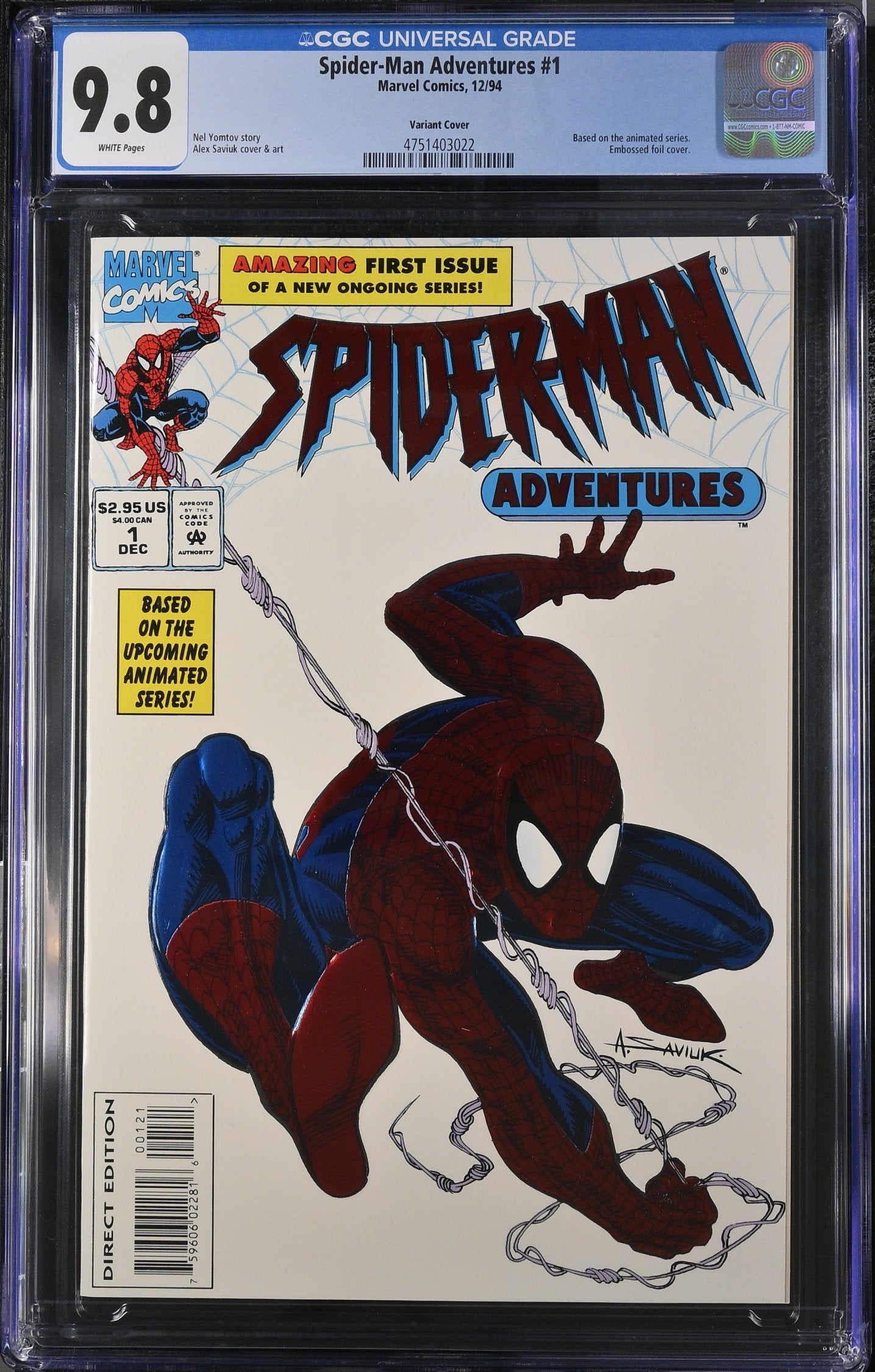 SPIDER-MAN ADVENTURES #1 CGC 9.8 NM/M VARIANT COVER 1994
