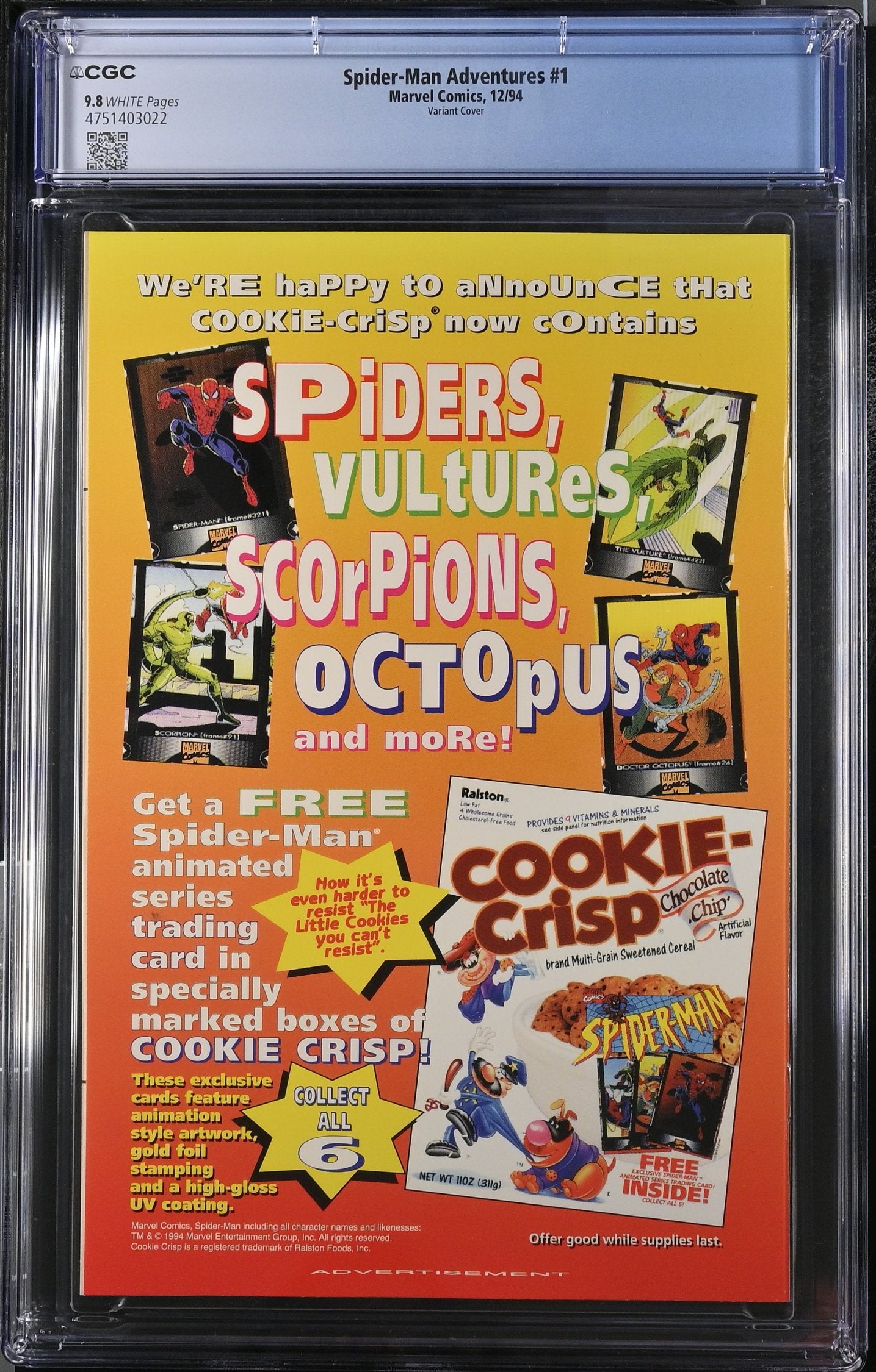 SPIDER-MAN ADVENTURES #1 CGC 9.8 NM/M VARIANT COVER 1994