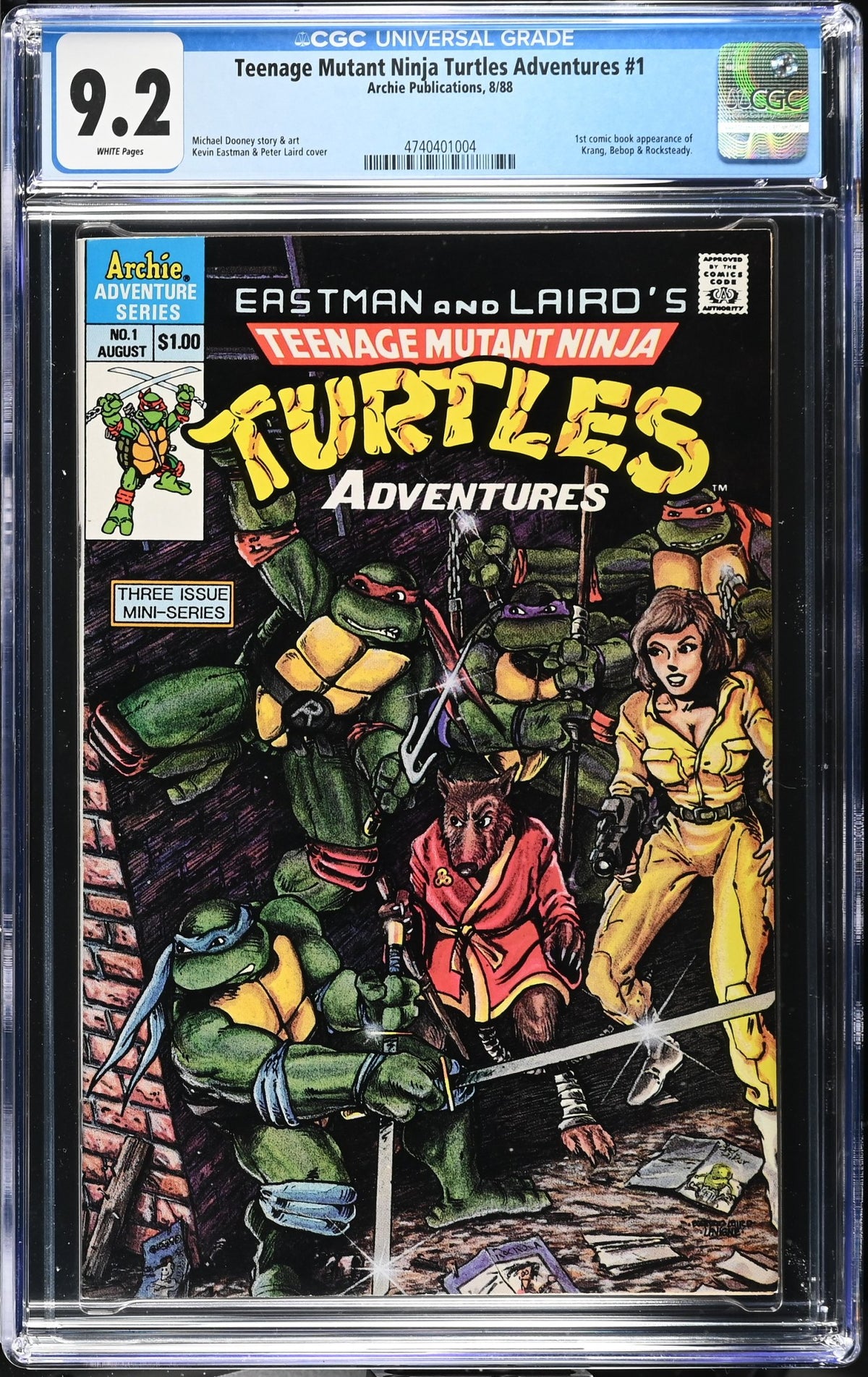 TEENAGE MUTANT TURTLES ADVENTURES #1 CGC 9.2 NM- 1988
