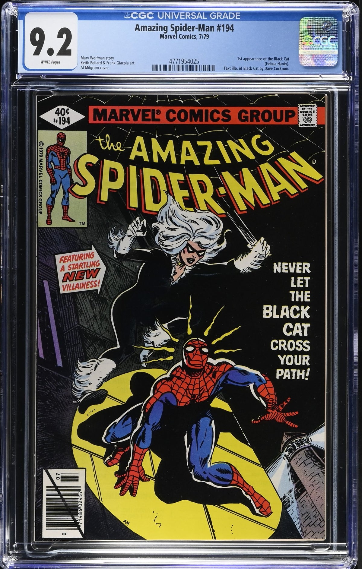 AMAZING SPIDER-MAN #194 CGC 9.2 NM- 1ST BLACK CAT