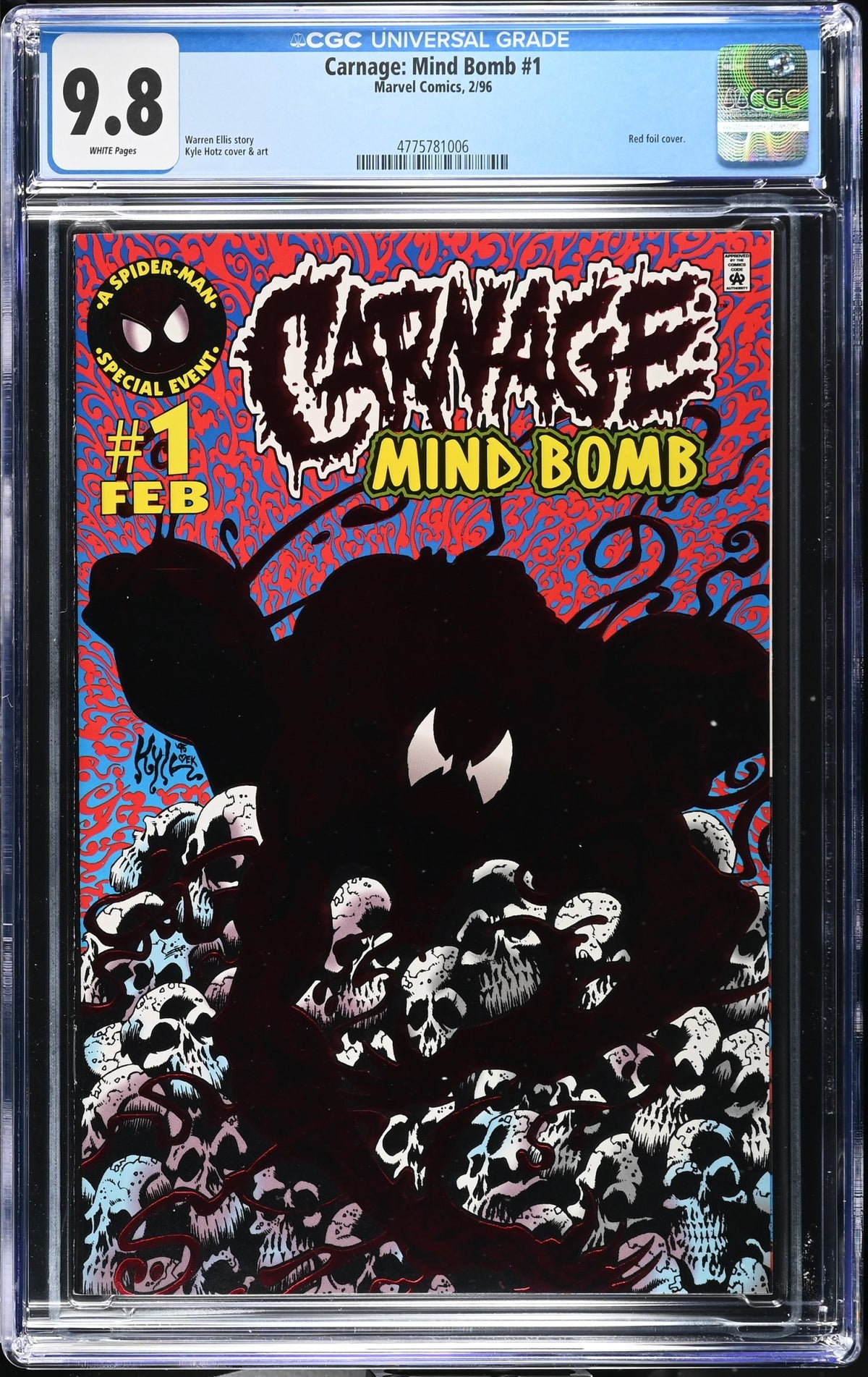 CARNAGE MIND BOMB #1 1996 CGC 9.8 NM/M WHITE PAGES