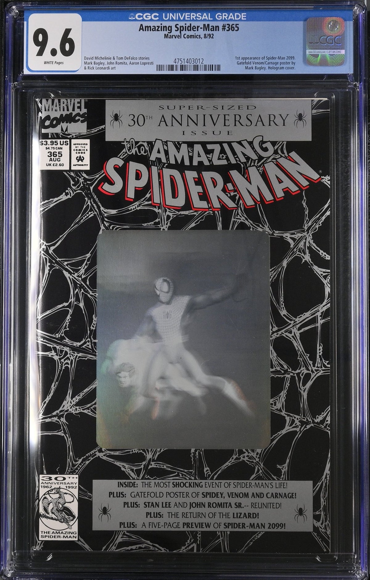 AMAZING SPIDER-MAN #365 CGC 9.6 NM+ 1ST SPIDER-MAN 2099