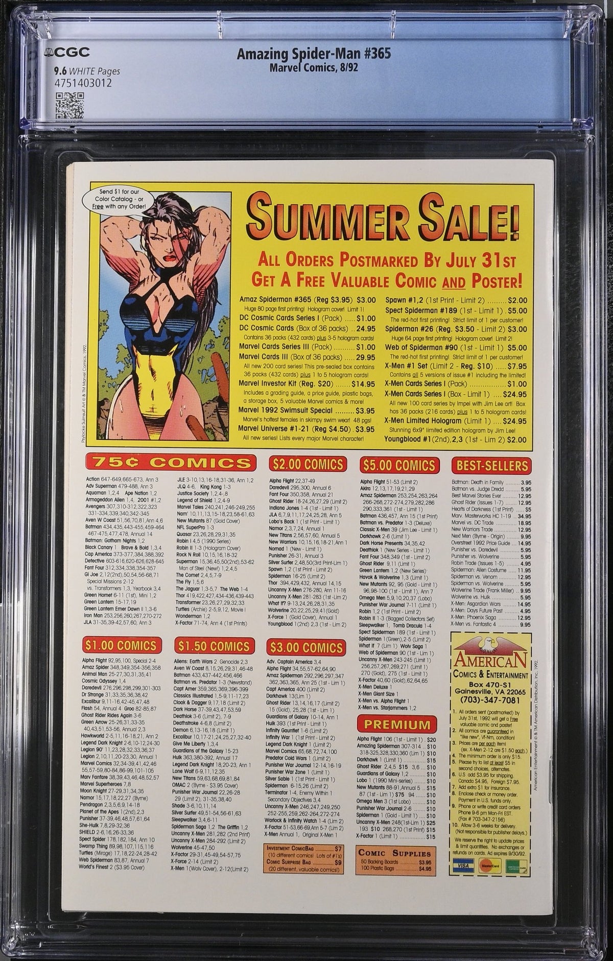AMAZING SPIDER-MAN #365 CGC 9.6 NM+ 1ST SPIDER-MAN 2099