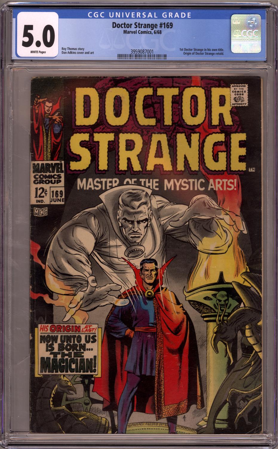 DOCTOR STRANGE #169 CGC 5.0 VG/F 1ST SOLO TITLE, ORIGIN RETOLD