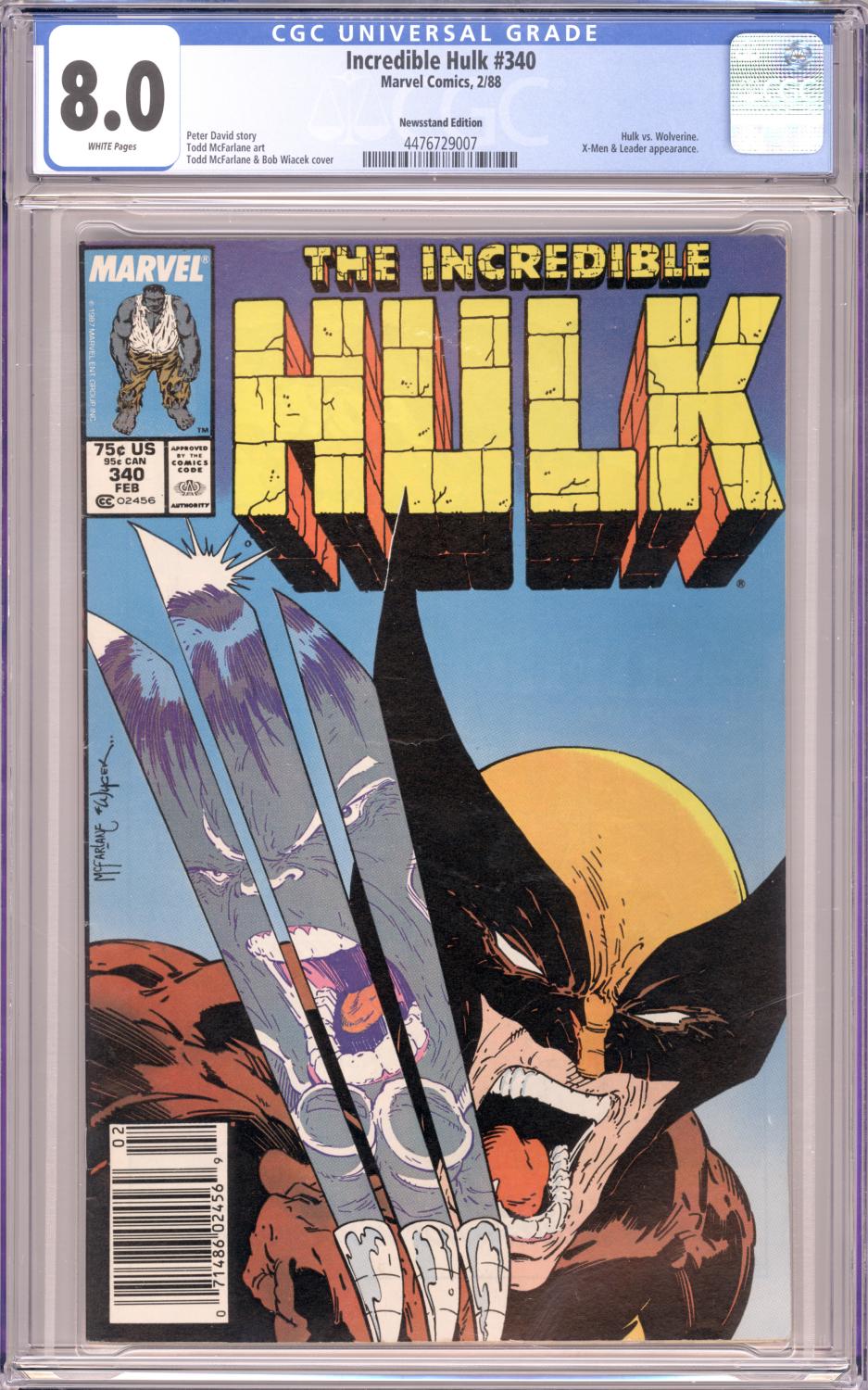 INCREDIBLE HULK #340 CGC 8.0 VF NEWSSTAND EDITION WOLVERINE COVER