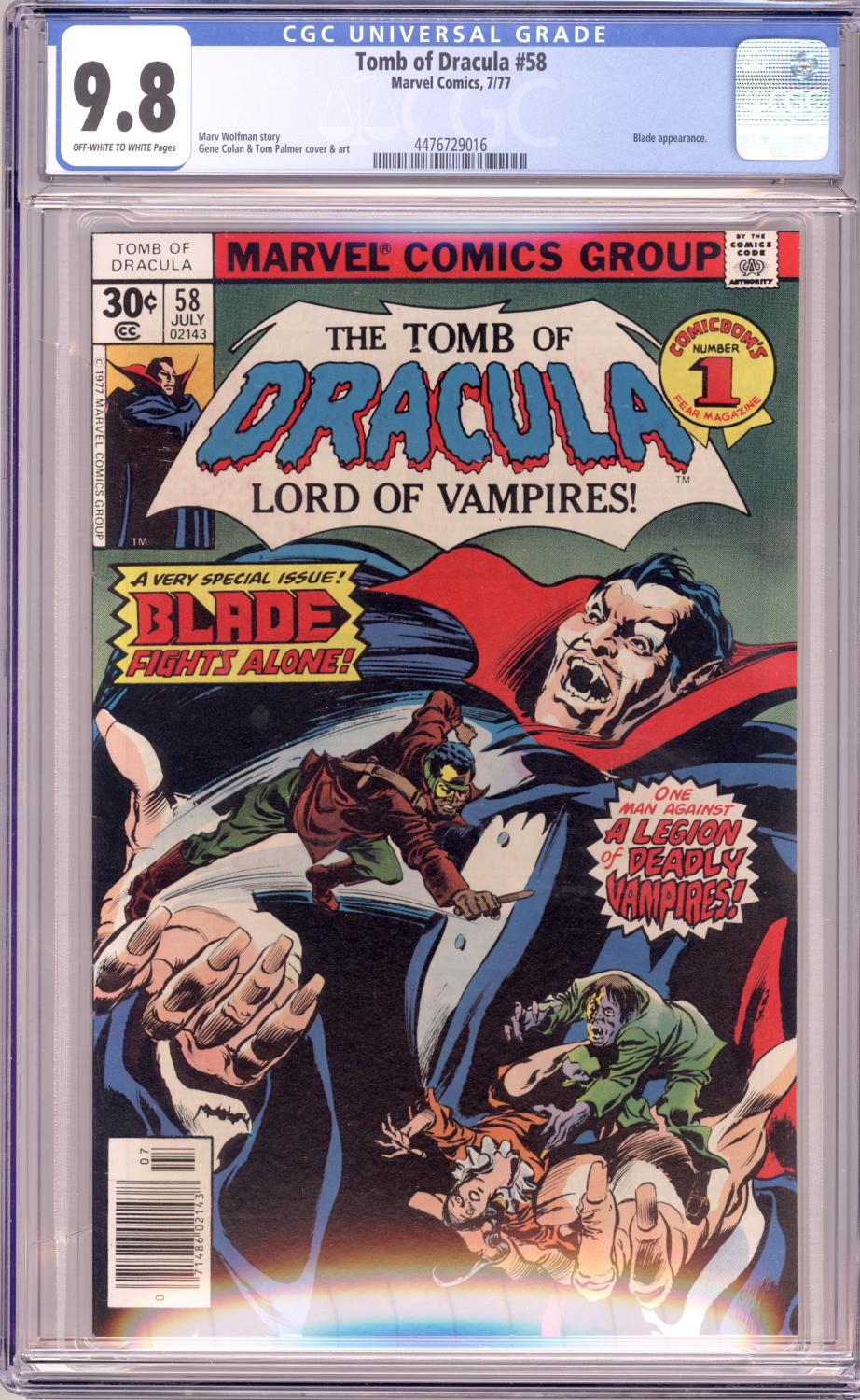 TOMB OF DRACULA #58 CGC 9.8 NM/MT BLADE APPEARANCE