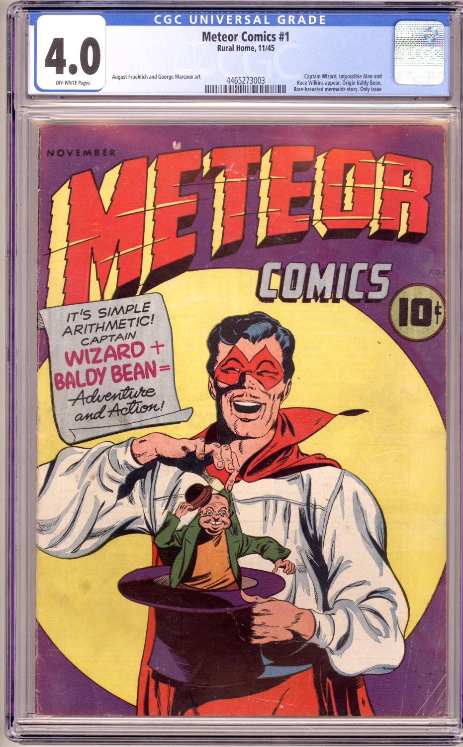 METEOR COMICS #1 1945 CGC 4.0 VG RARE GOLDEN AGE