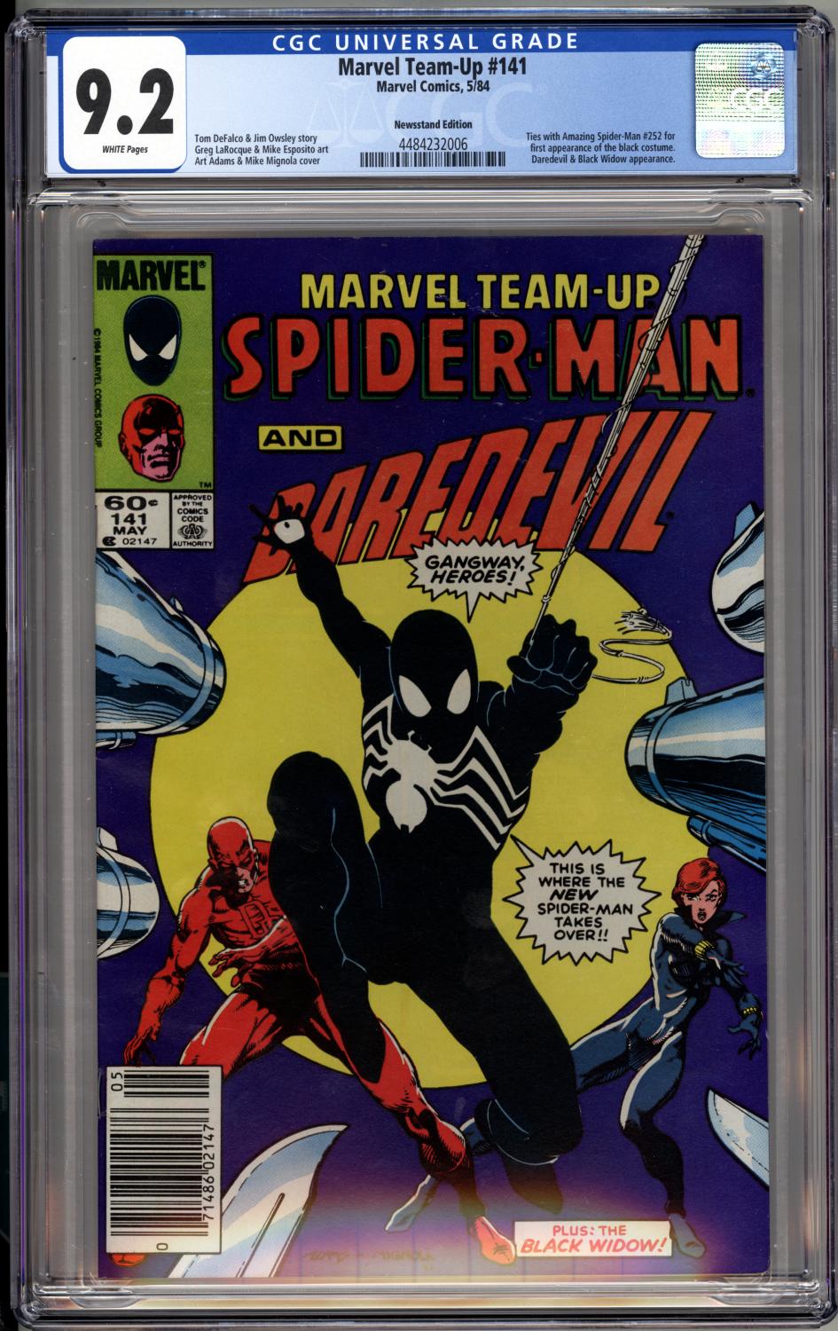 MARVEL TEAM-UP #141 CGC 9.2 NM- 1ST BLACK COSTUME SPIDER-MAN NEWSSTAND