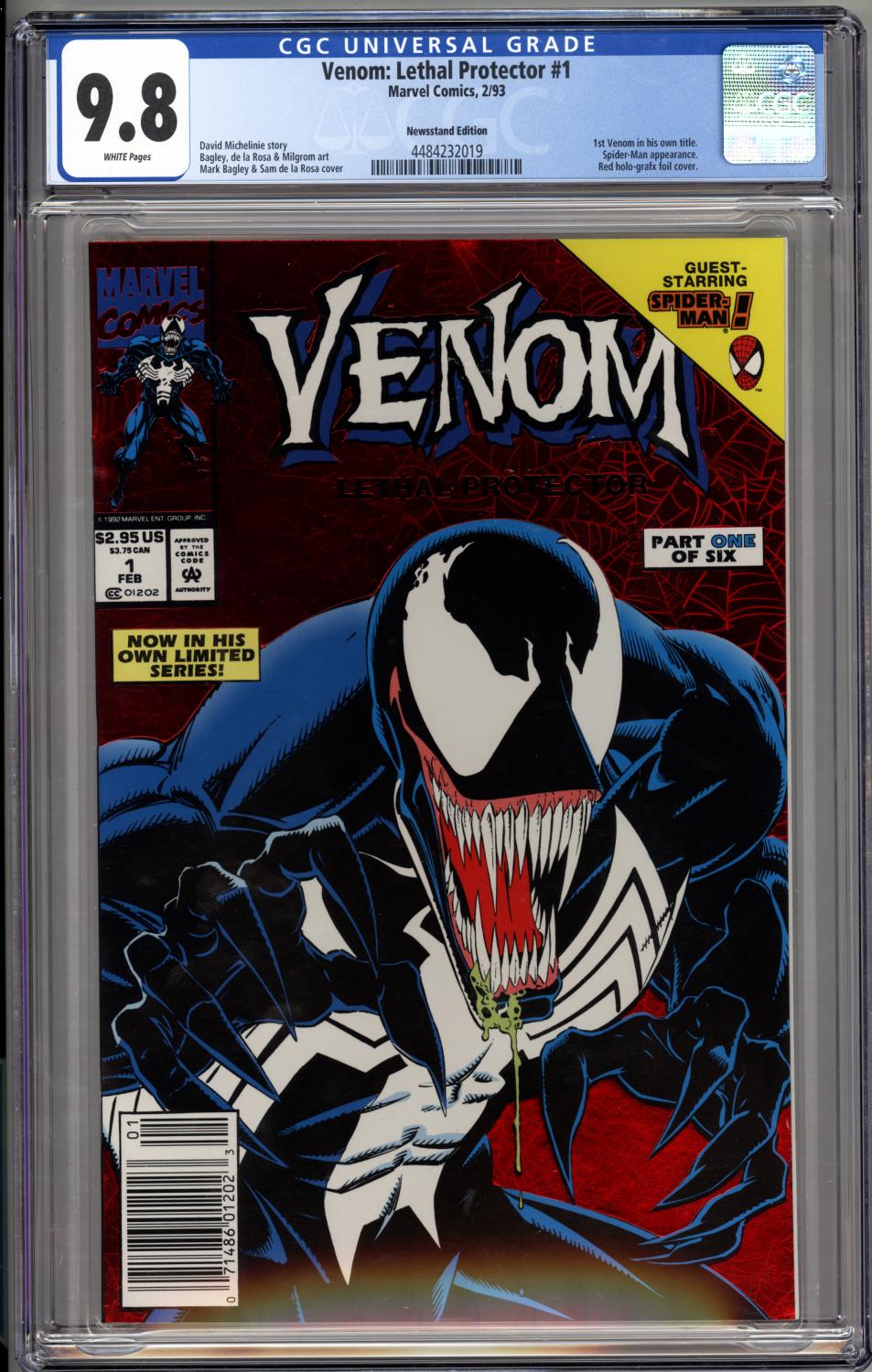 VENOM LETHAL PROTECTOR #1 CGC 9.8 NM/M NEWSSTAND EDITION