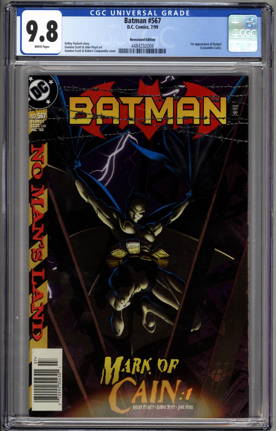 BATMAN #567 CGC 9.8 NM/M 1ST BATGIRL CASSANDRA CAIN NEWSSTAND EDITION