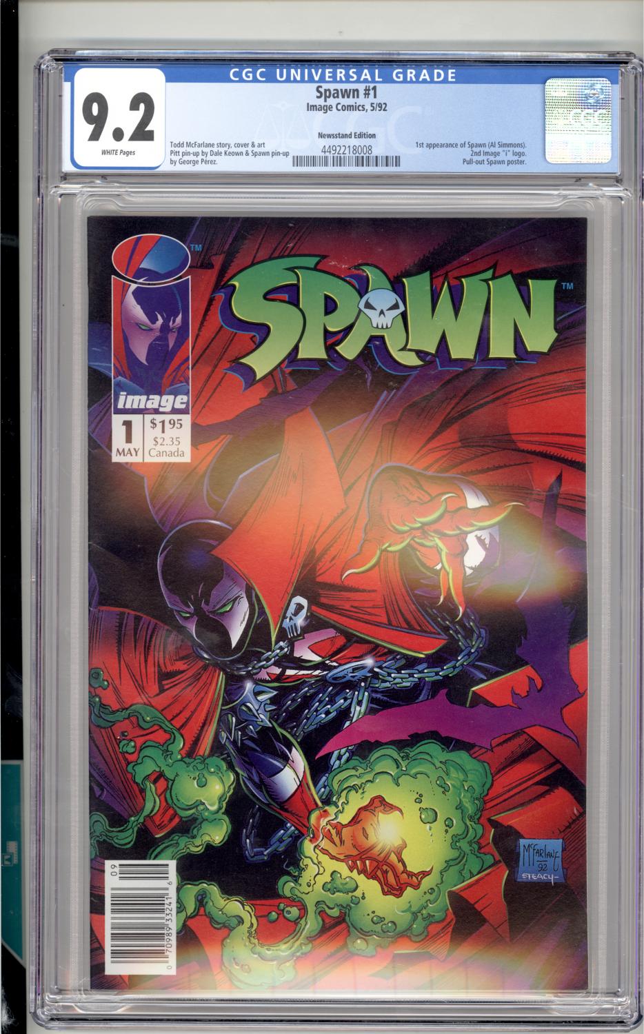 SPAWN #1 CGC 9.2 NM- NEWSTAND EDITION