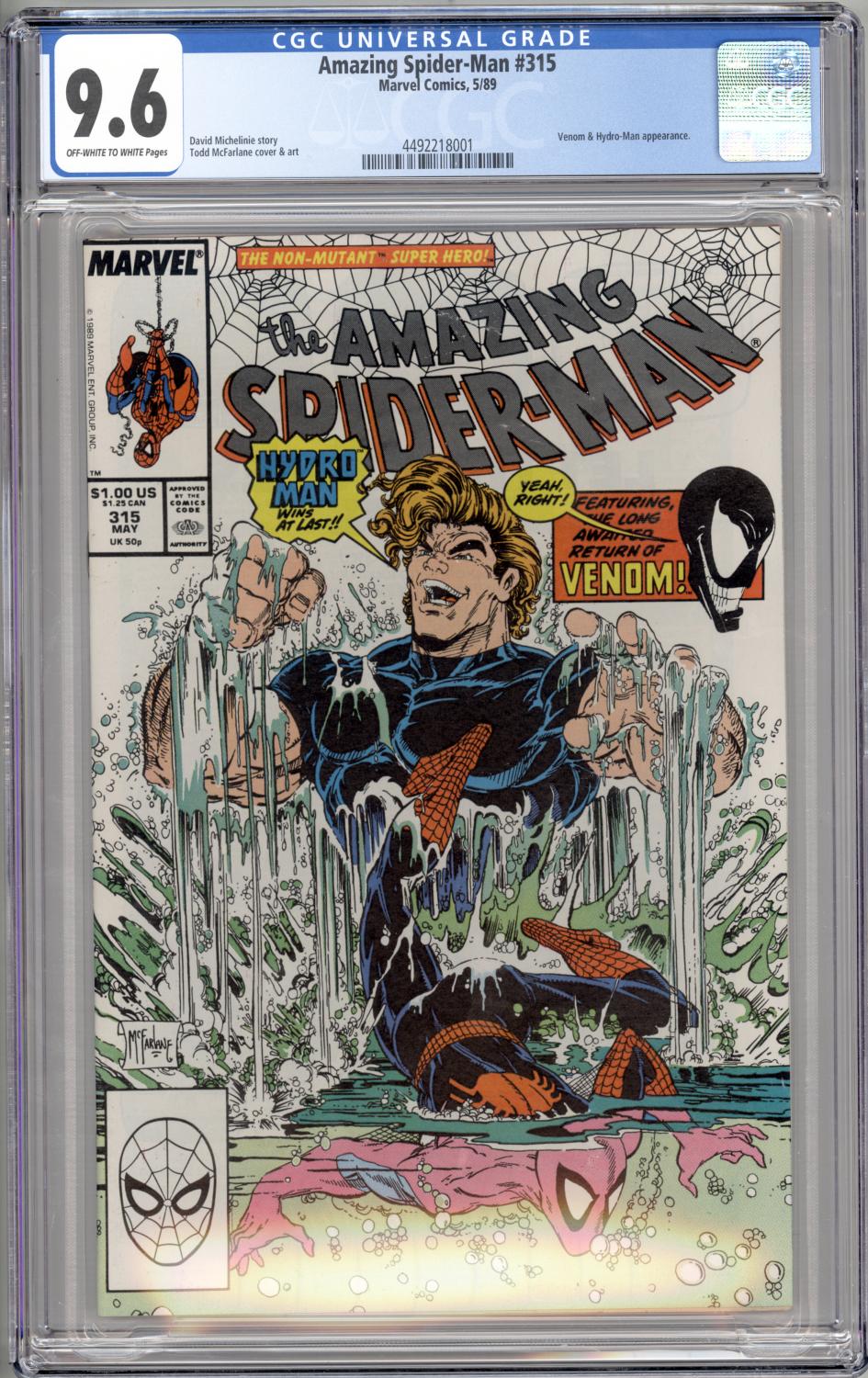 AMAZING SPIDER-MAN #315 CGC 9.6 NM+ MCFARLANE VENOM