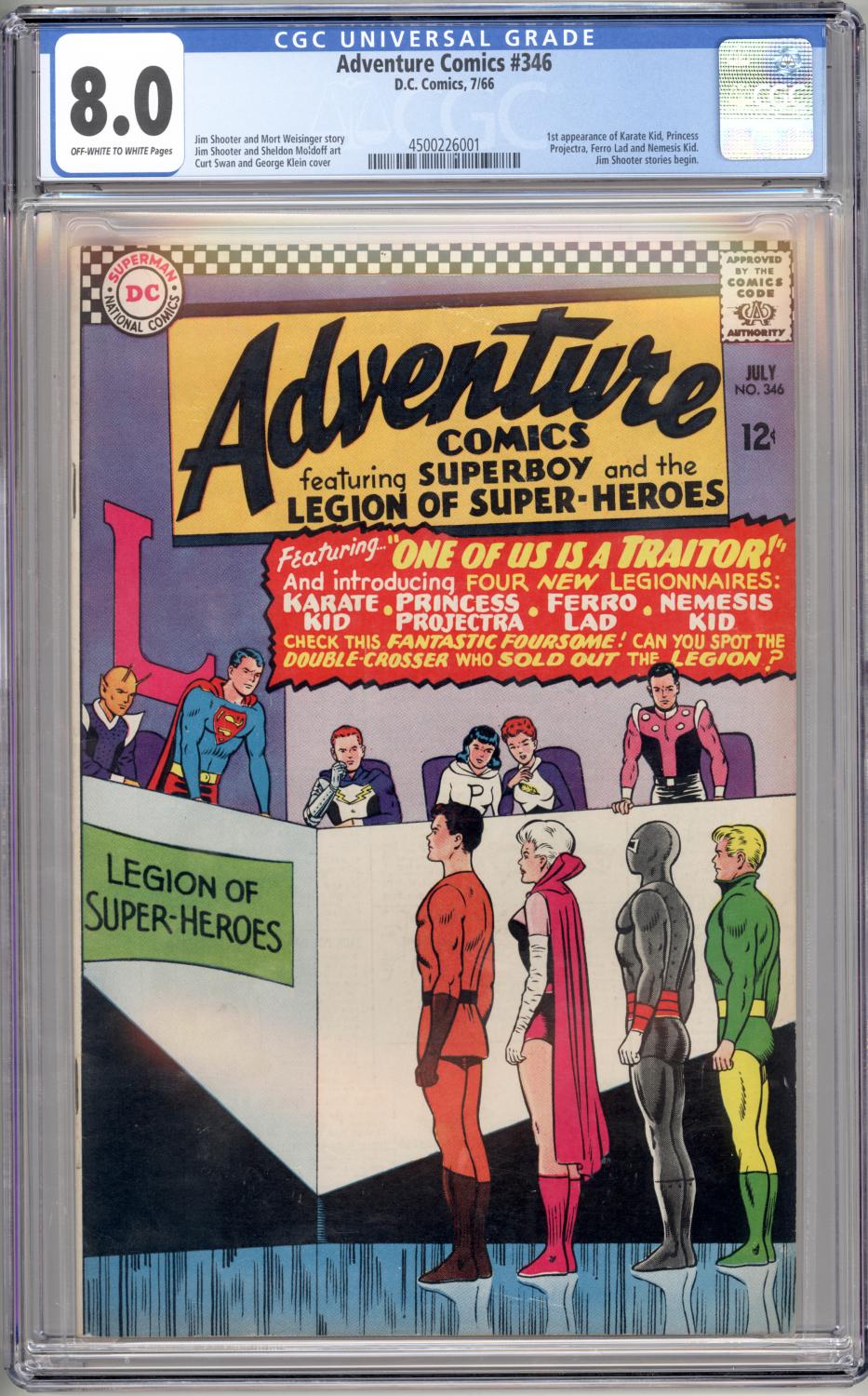 ADVENTURE COMICS #346 CGC 8.0 VF 1ST APPEARANCE KARATE KID, FERRO LAD