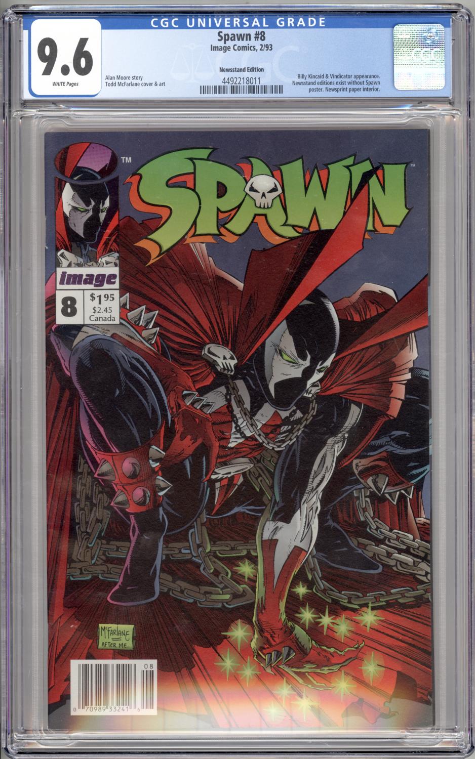 SPAWN #8 NEWSSTAND EDITION CGC 9.6 NM+