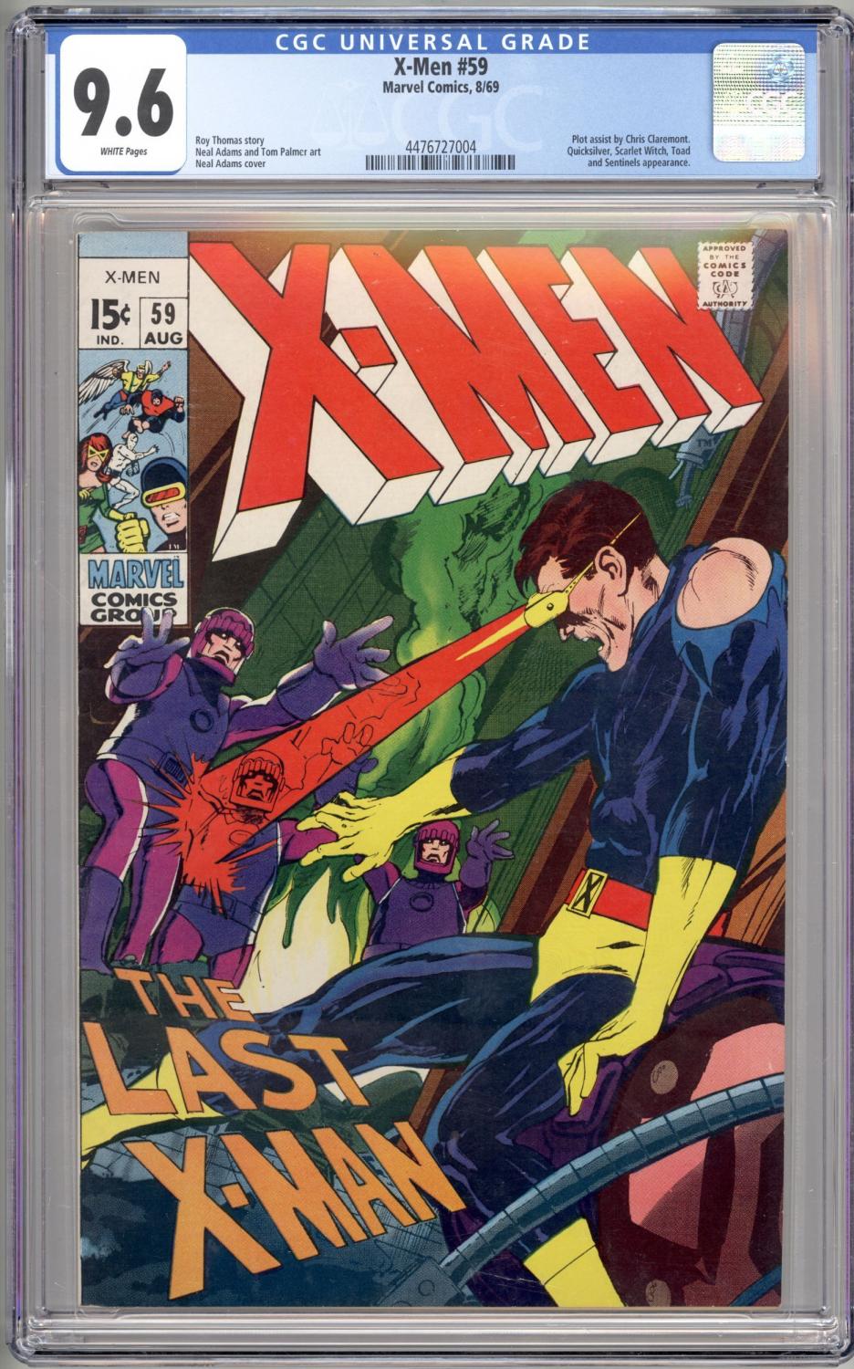 X-MEN #59 1969 CGC 9.6 NM+ WHITE PAGES, NEAL ADAMS ARTWORK