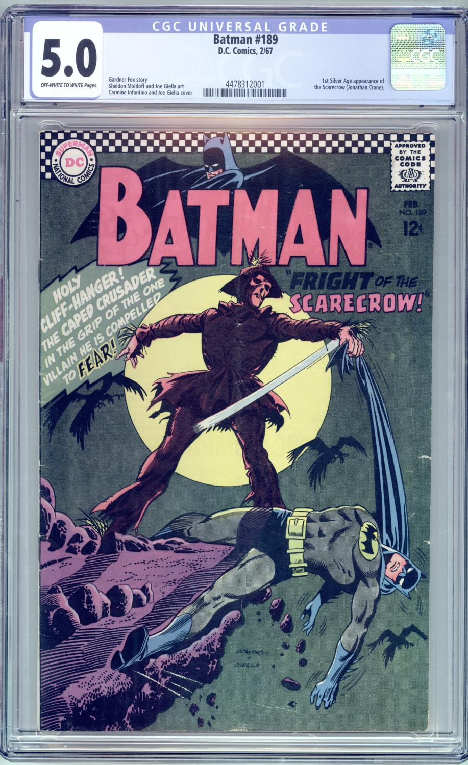 BATMAN #189 CGC 5.0 1ST APPEARANCE SCARECROW