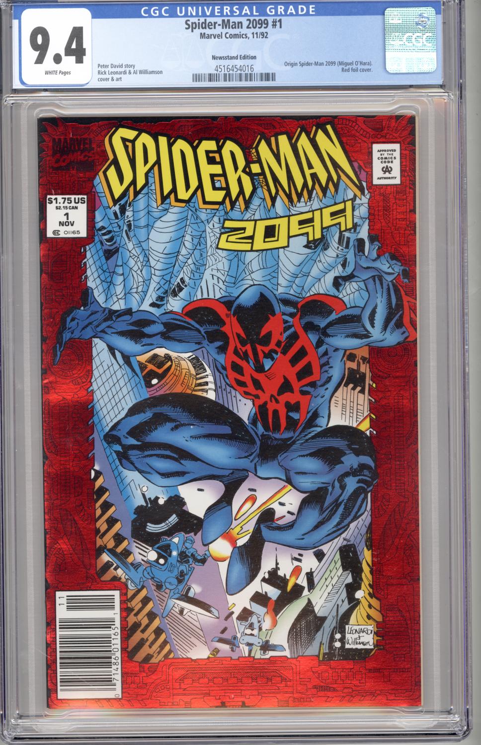 SPIDER-MAN 2099 #1 CGC 9.4 NM NEWSSTAND EDITION