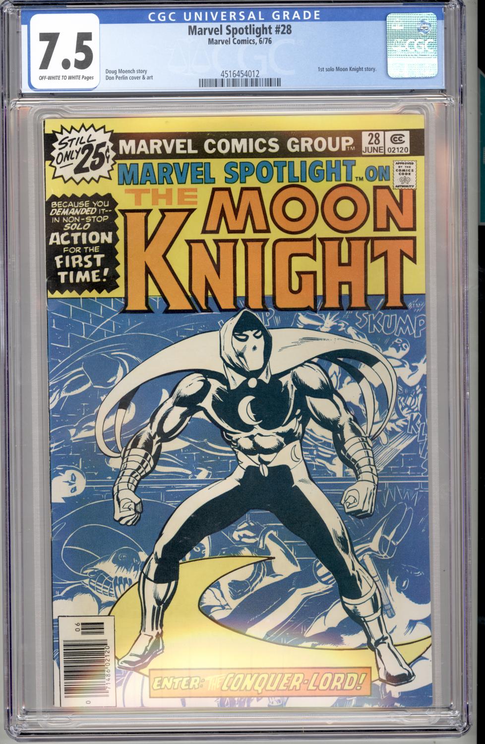 MARVEL SPOTLIGHT #28 CGC 7,5 VF- 1ST SOLO MOON KNIGHT MARVEL 1976