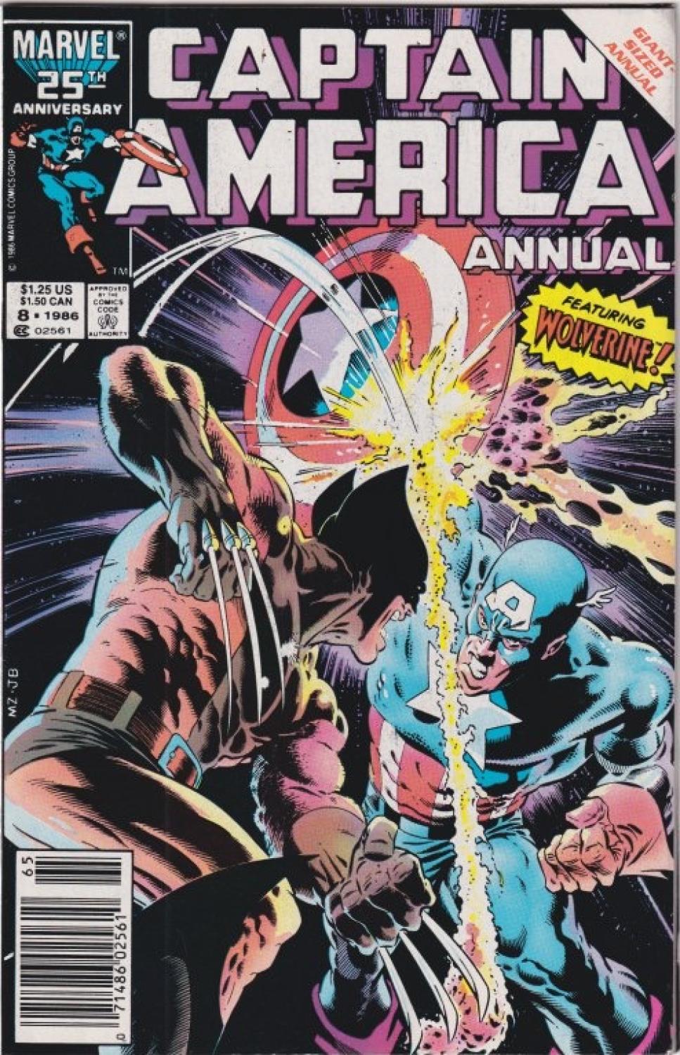 CAPTAIN AMERICA ANNUAL #8 CLASSIC CAP VS WOLVERINE NEWSSTAND EDITION