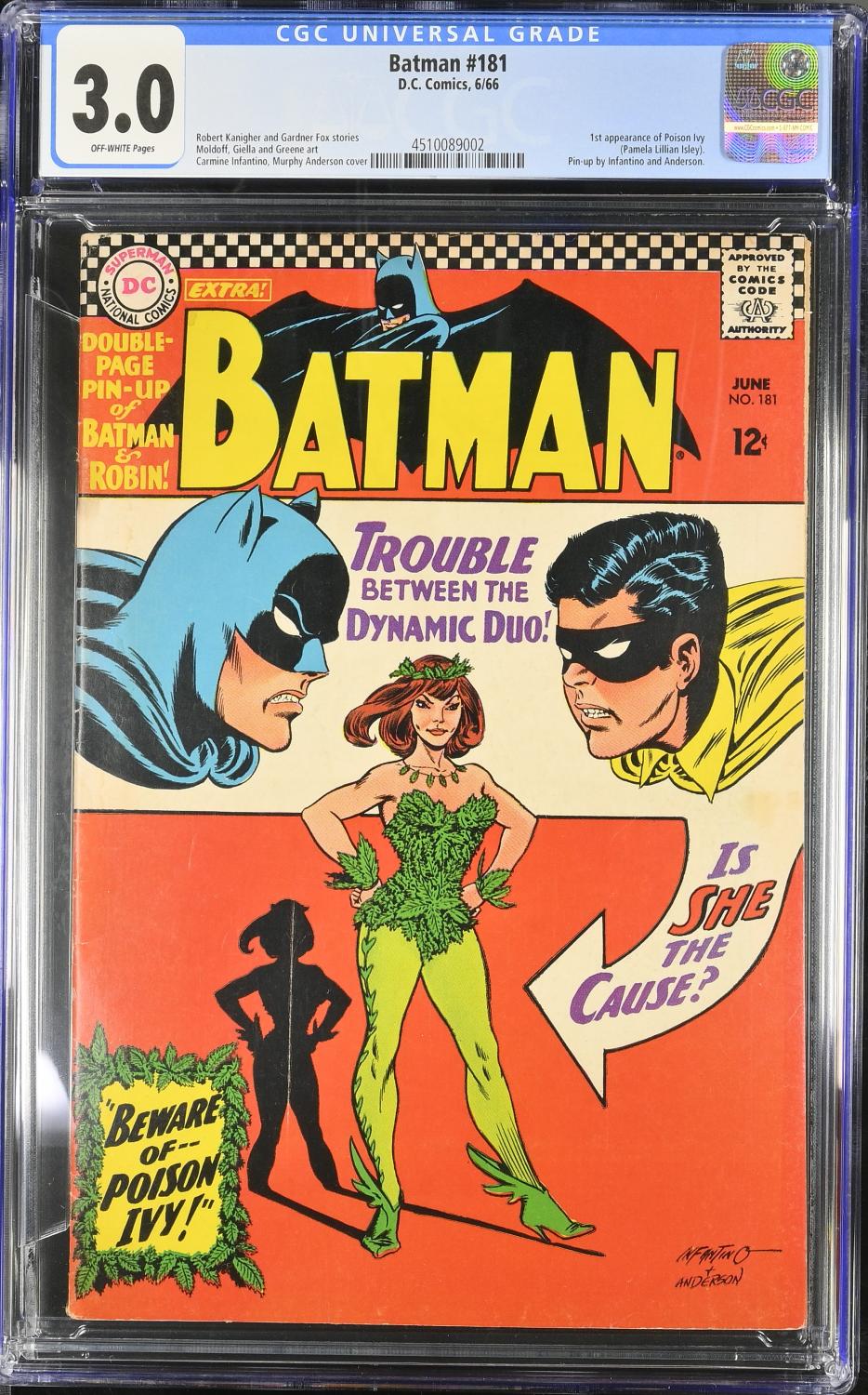 BATMAN #181 CGC 3.0 G/VG 1ST APPEARANCE POISON IVY 1966