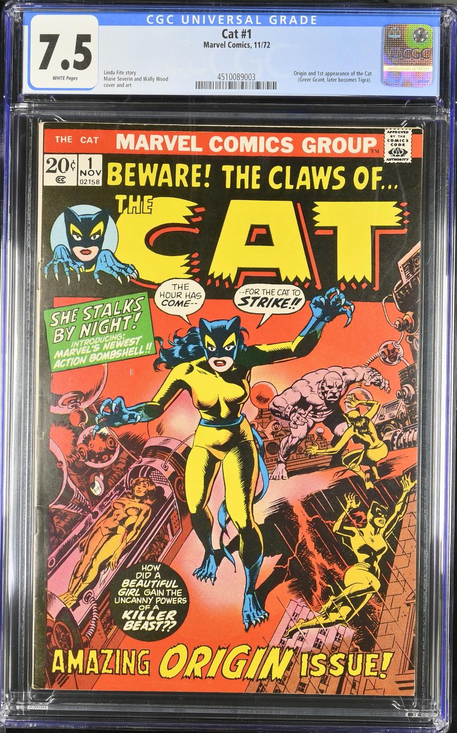 BEWARE THE CLAWS OF CAT #1 CGC 7.5 VF- 1ST APPEARANCE