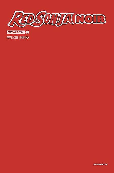 RED SONJA NOIR #1 ONE SHOT CVR J RED BLANK AUTHENTIX FOC BONUS VAR CVR