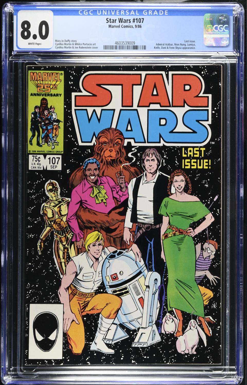 STAR WARS #107 CGC 8.0 VF LAST MARVEL ISSUE 1986