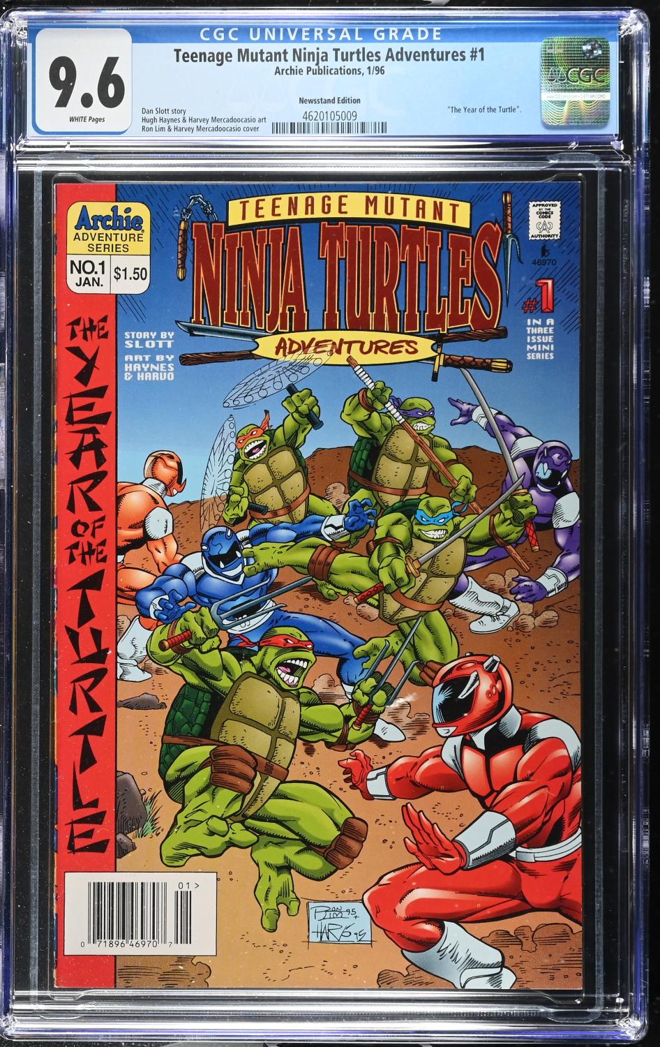 TEENAGE MUTANT NINJA TURLES ADVENTURES #1 CGC 9.9 1996 NEWSSTAND EDITION