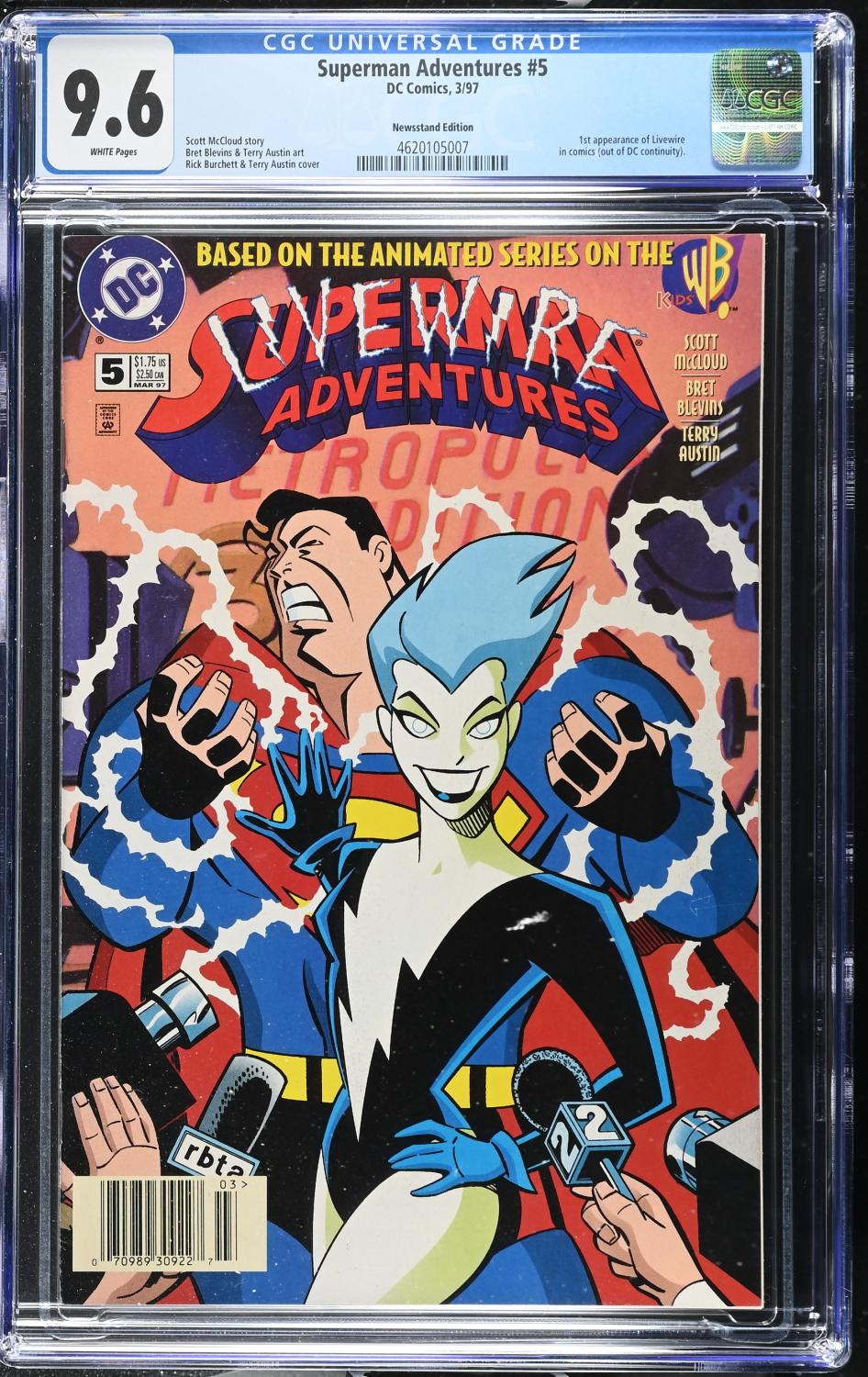 SUPERMAN ADVENTURES #5 1997 CGC 9.6 NM+ NEWSSTAND EDITION 1ST APPEARANCE LIVEWIRE